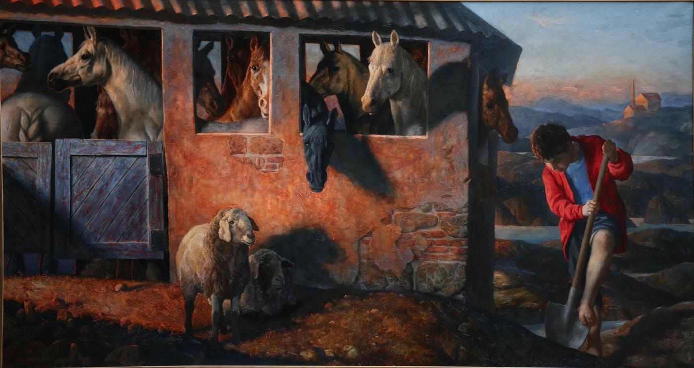 Augean stables. Original modern art painting