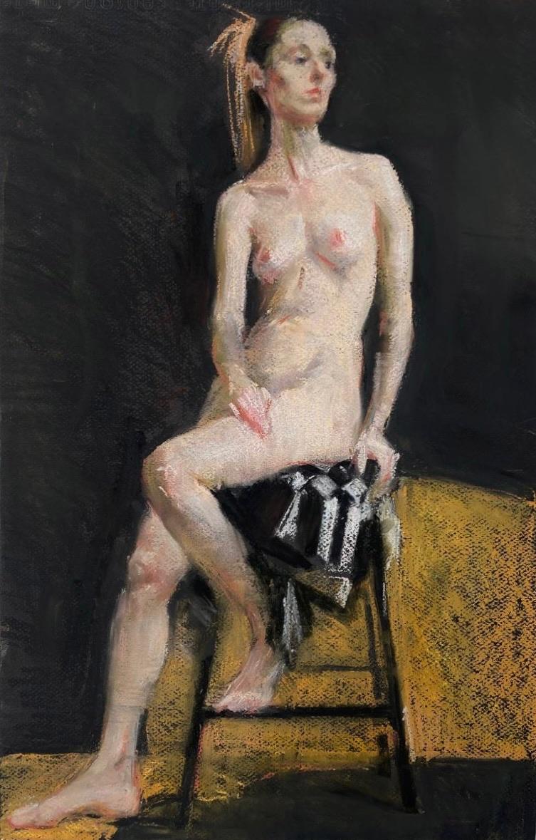 nude on black. Original modern art painting