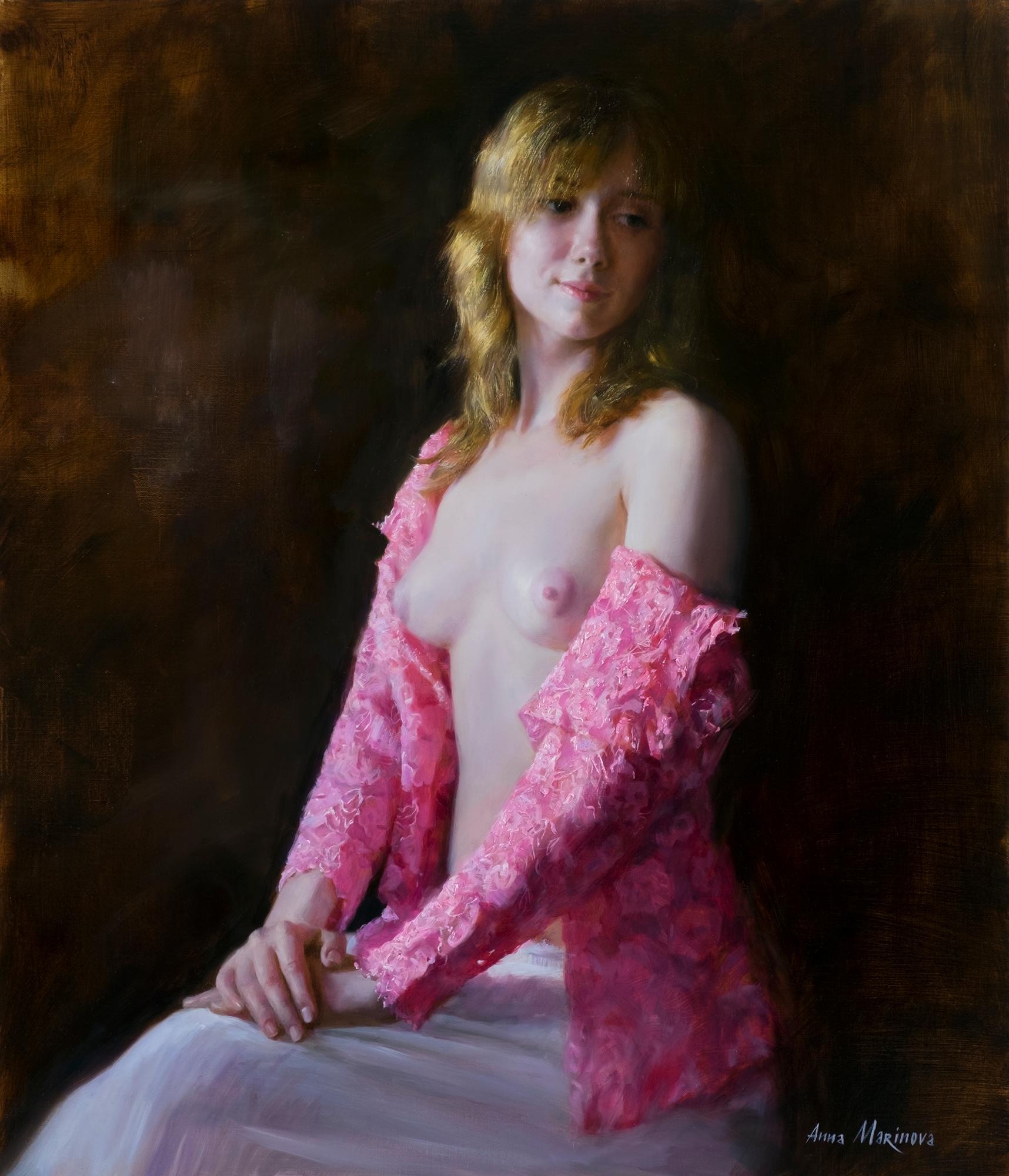 Pink blouse. Original modern art painting