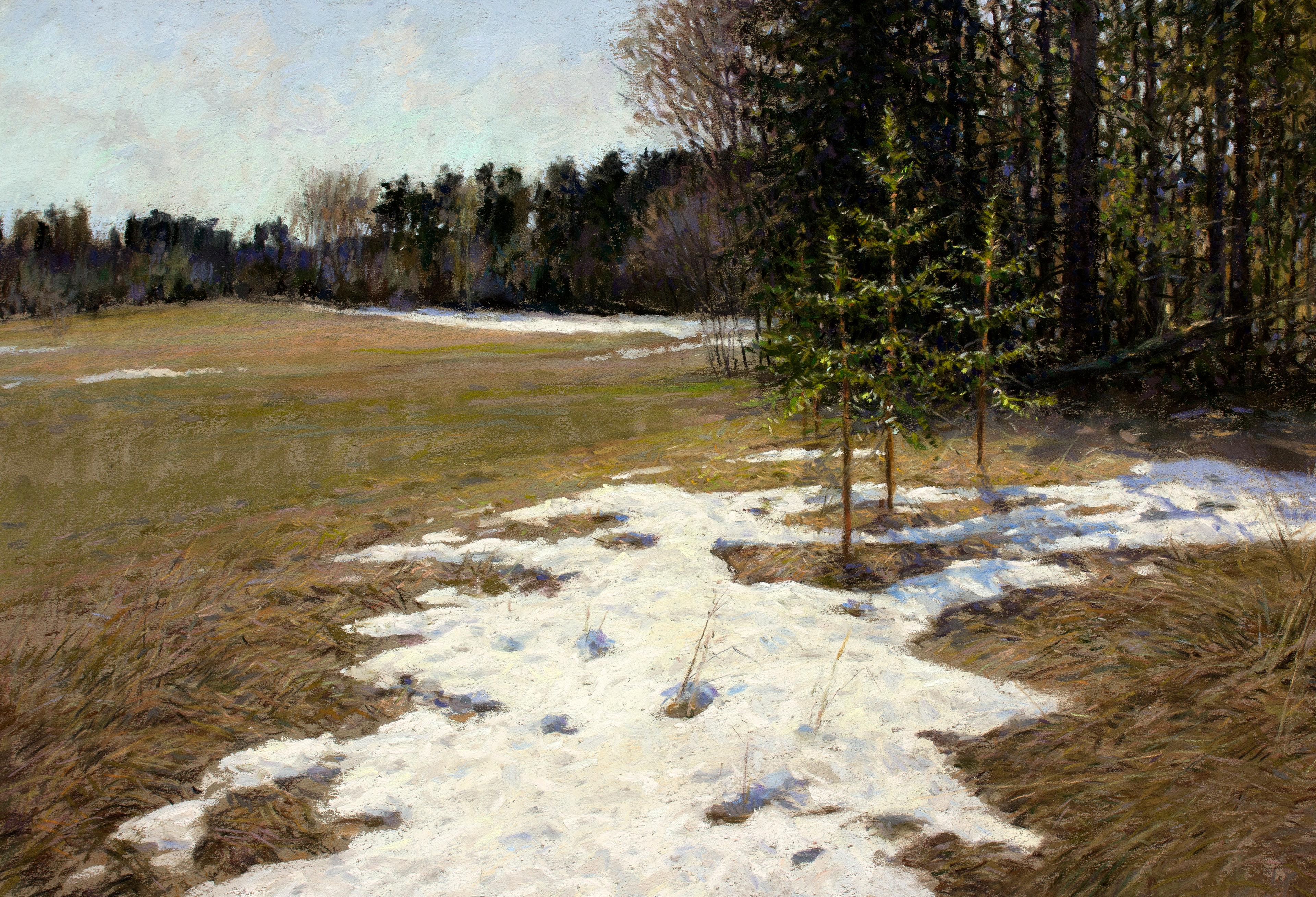 Very last snow. Original modern art painting