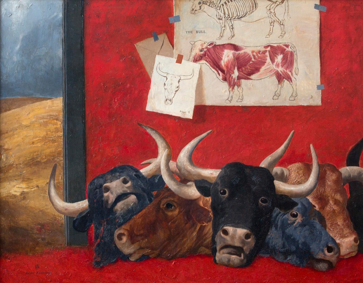 Anatomy of bullfighting. Original modern art painting