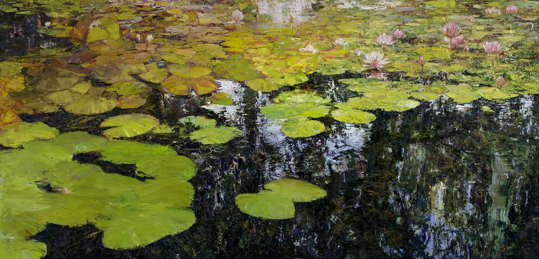 The pond. Original modern art painting