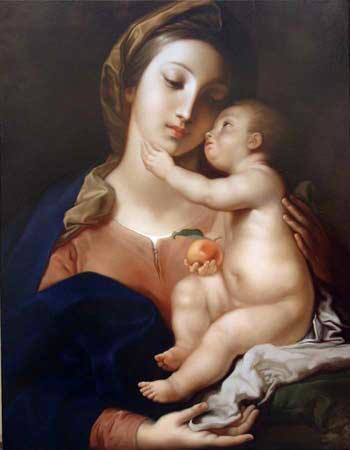 Pompeo Batoni. Madonna with a child. Copy painting. Original modern art painting