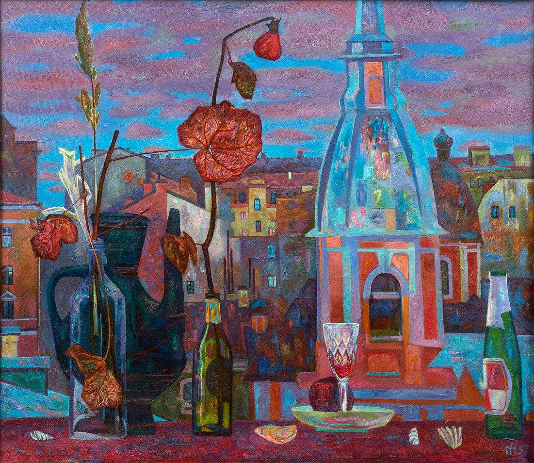 Andreevsky cathedral . Original modern art painting