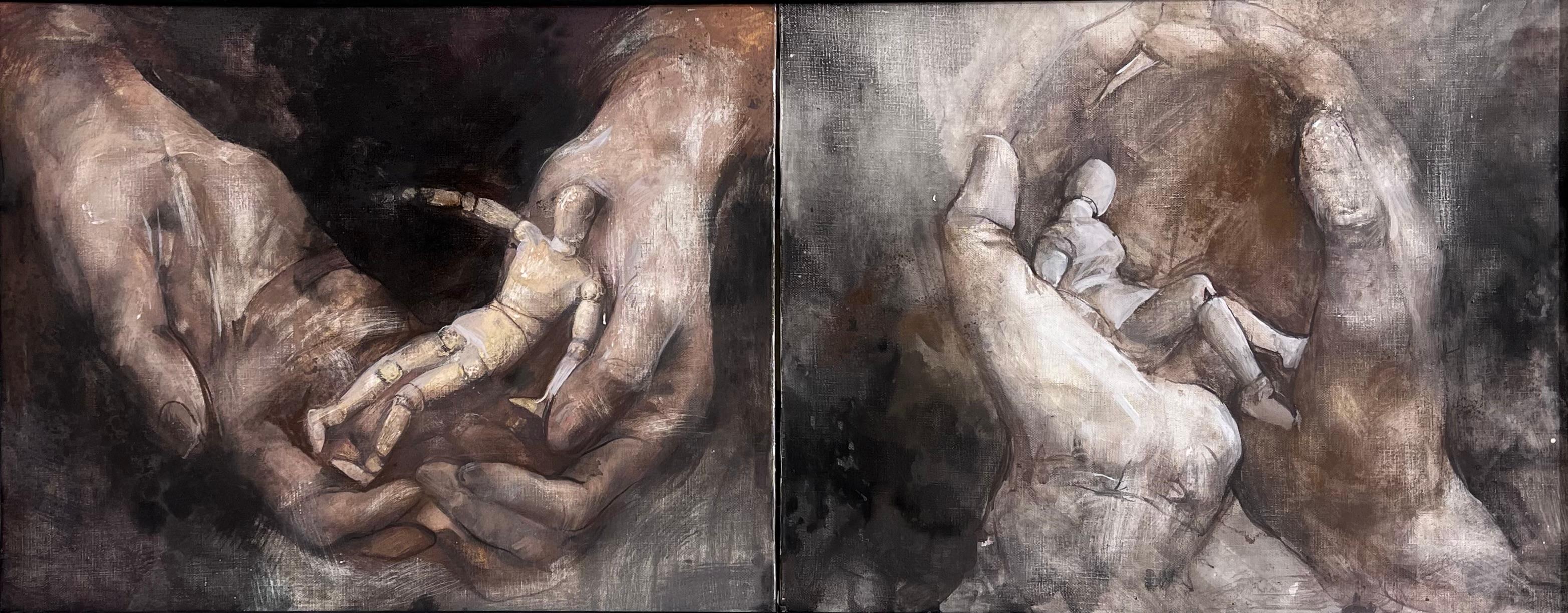 In God's hands. Original modern art painting