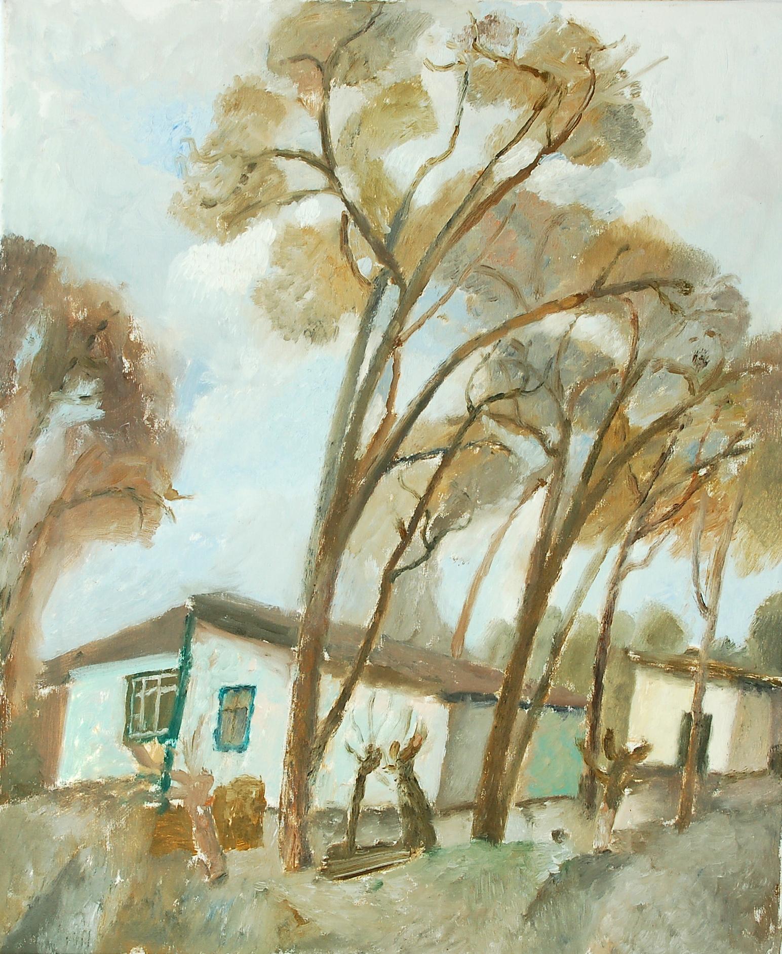 The yard. Original modern art painting