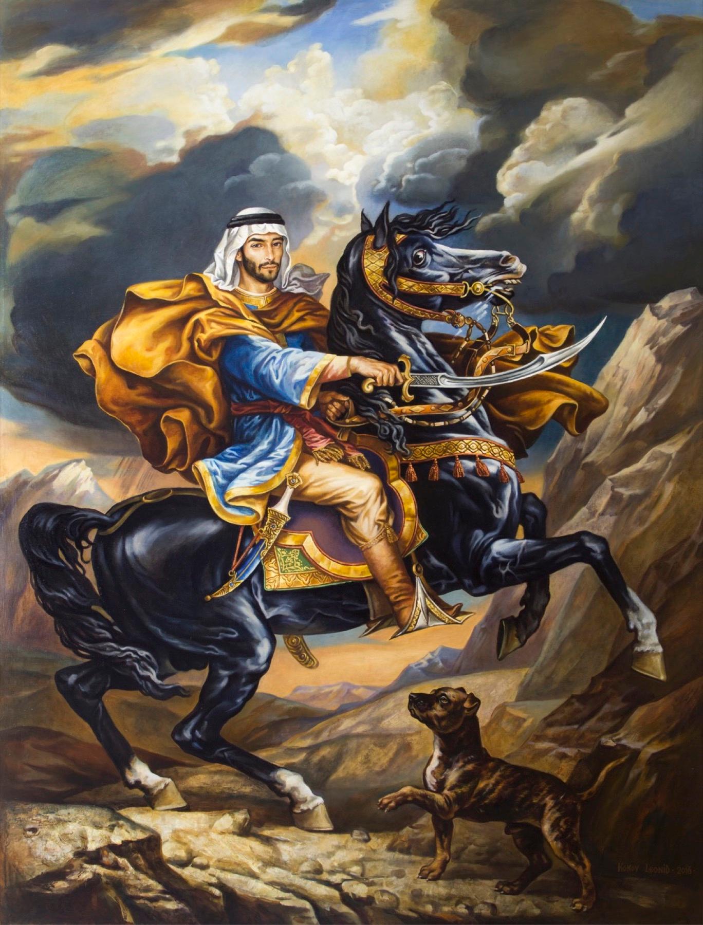 Portrait on a horse. Original modern art painting