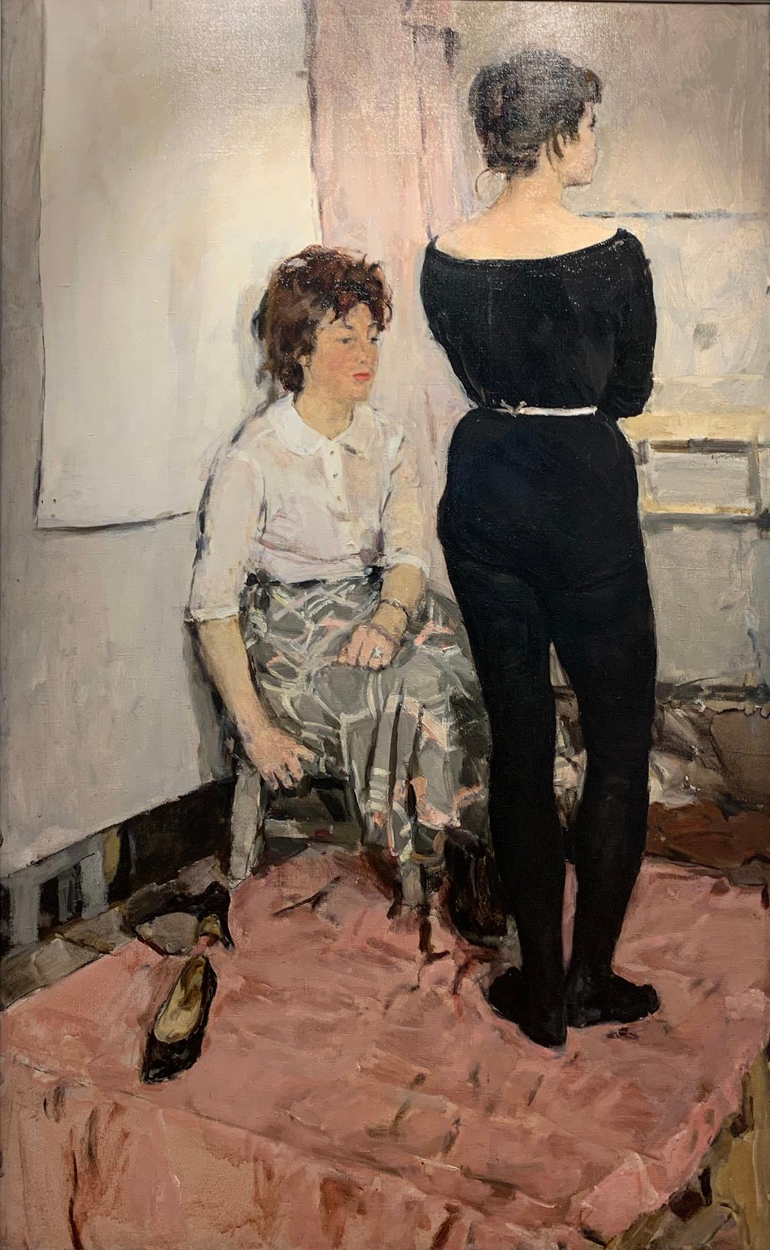Two girls. 1963. Original modern art painting