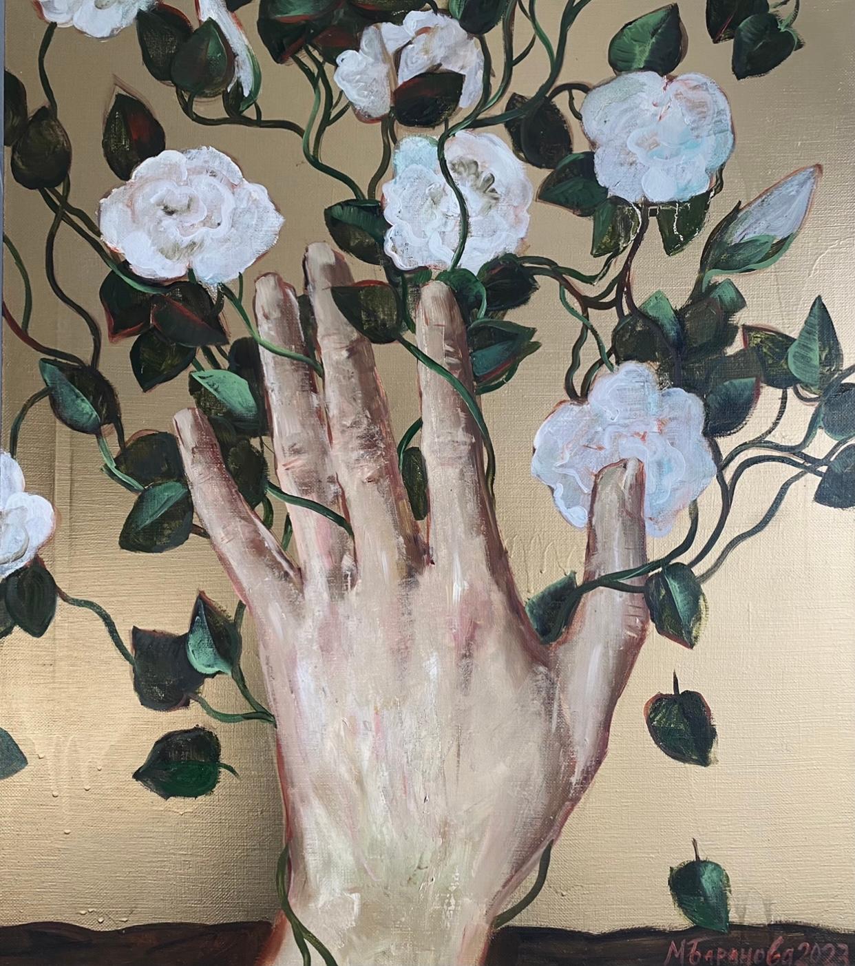 Flowers tree. Original modern art painting