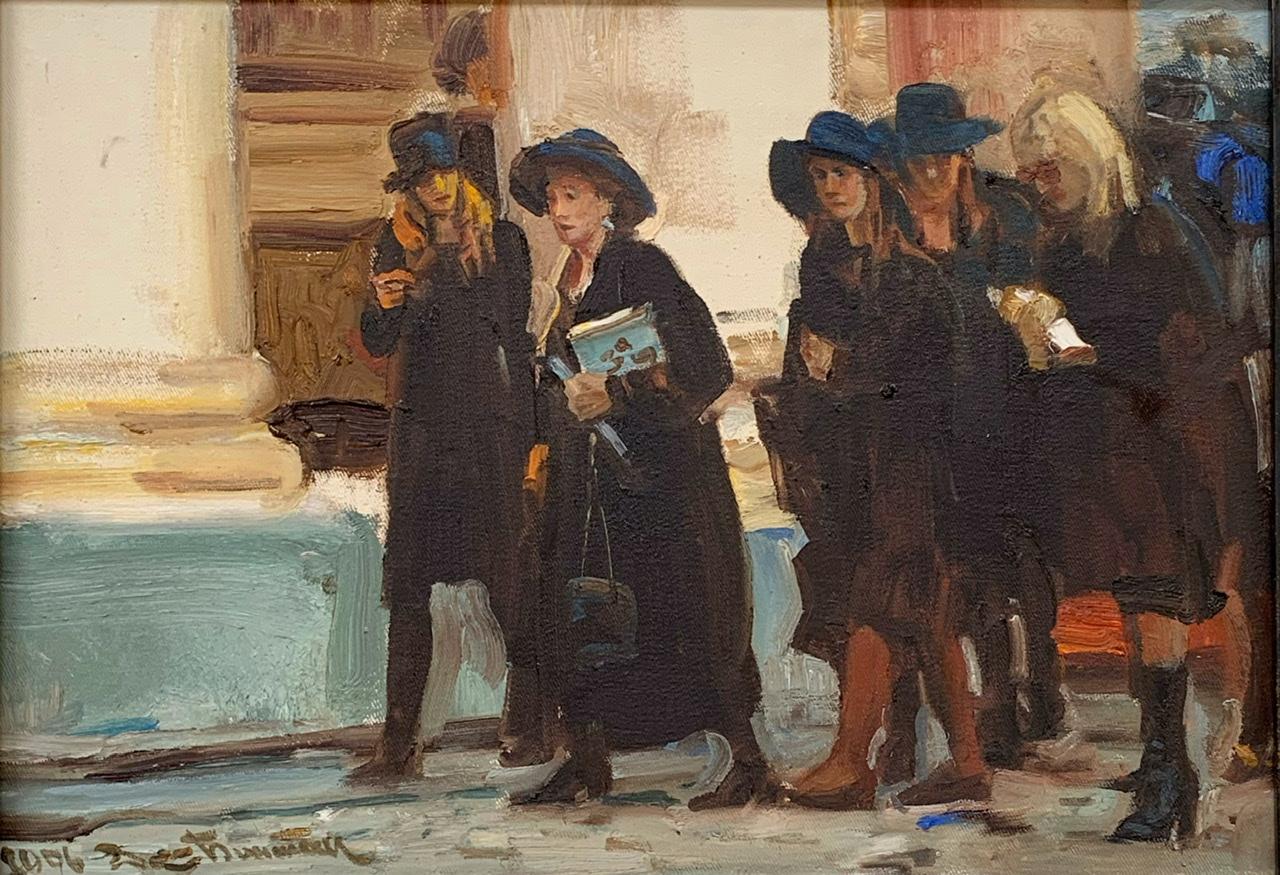 The ceremony of reburial of the ashes of Maria Feodorovna, Princess Dagmara, mother of Nicholas II, wife of Nicholas III.  Peter and Paul's share.  Relatives of the Romanovs. Original modern art painting