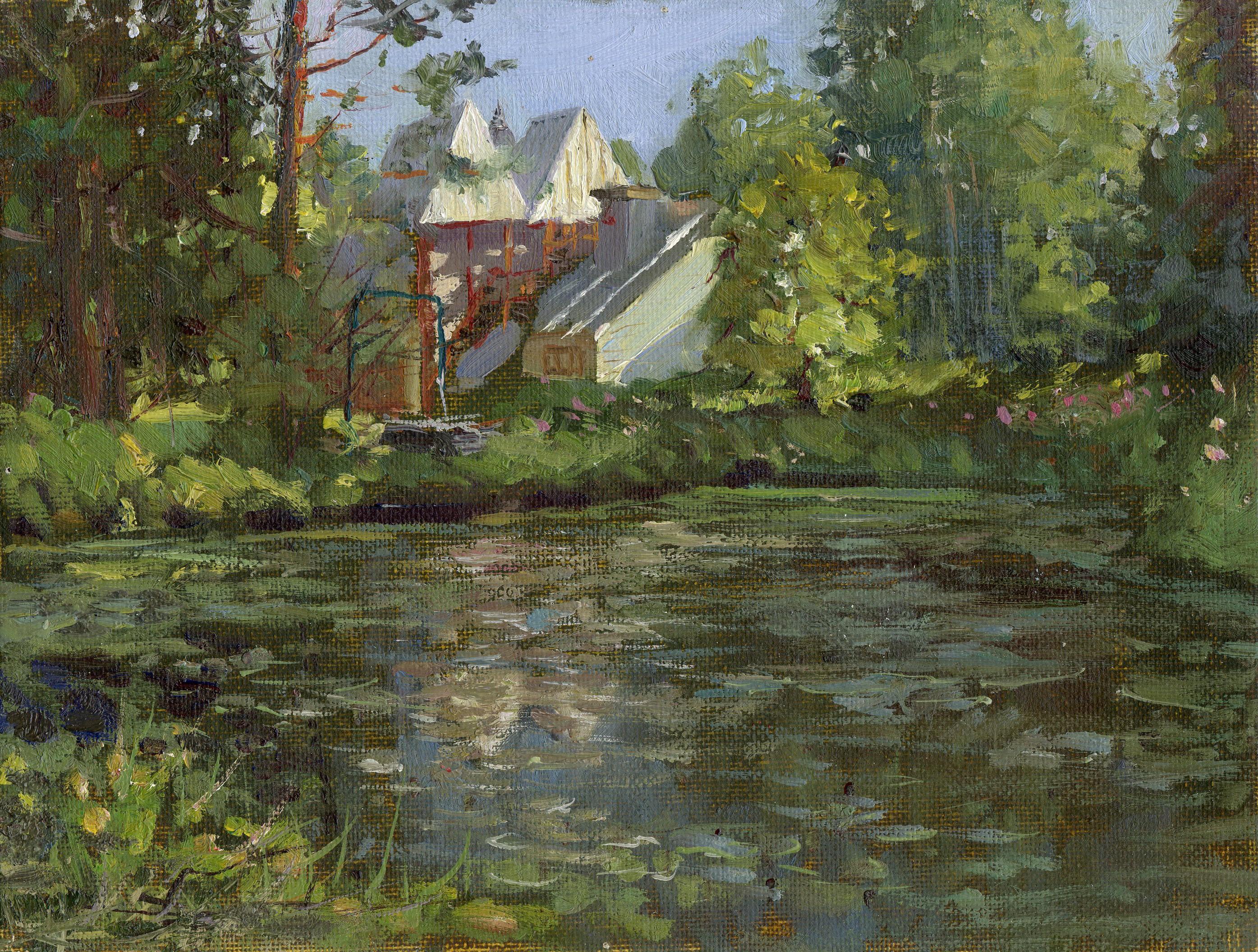 Pond in Penates. Original modern art painting