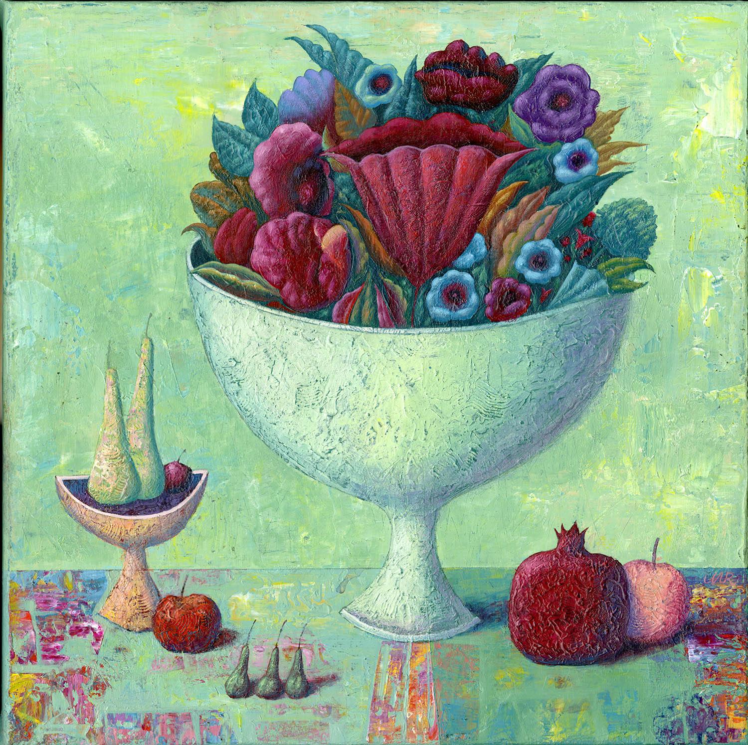 ! Белая ваза с цветами. Original modern art painting