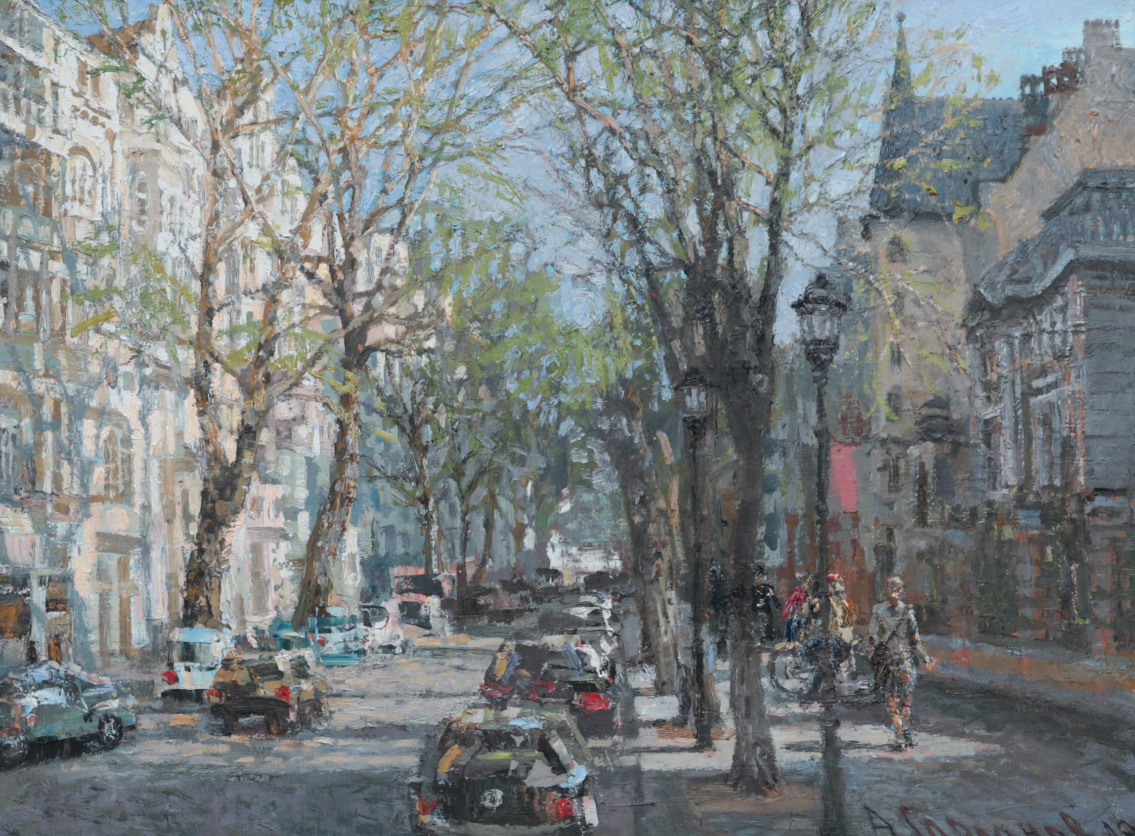 Early spring on Pheasant strasse. Original modern art painting