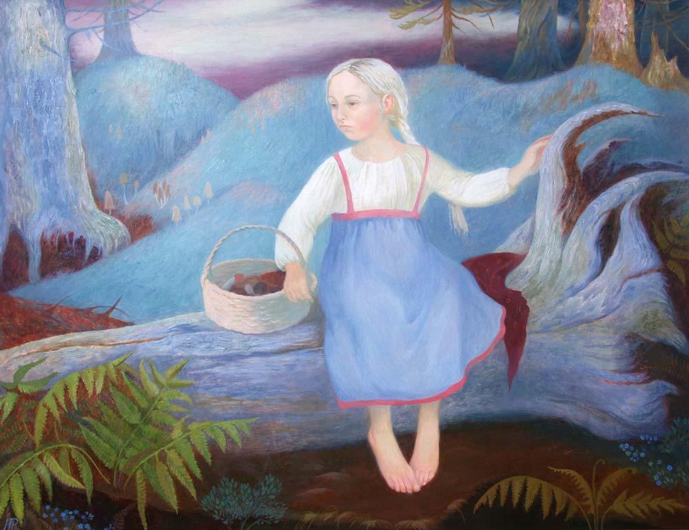Masha in a forest. Original modern art painting