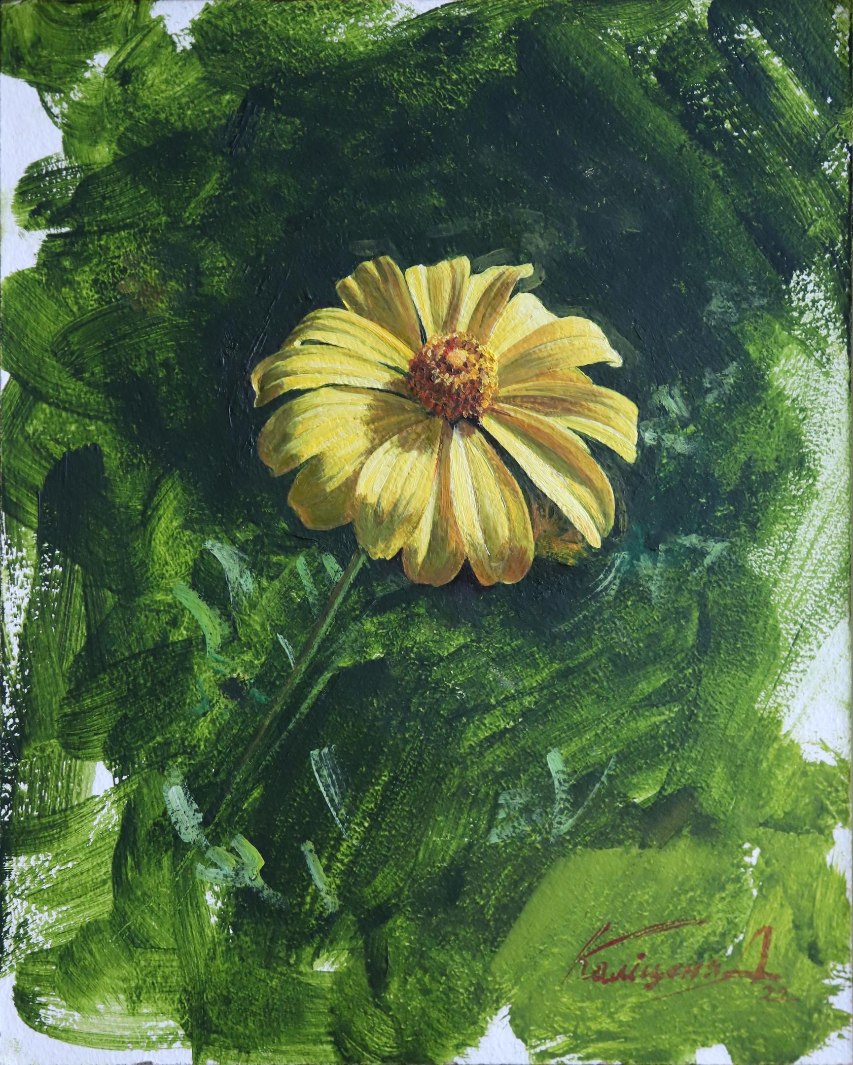 Solar flower. 2022. Original modern art painting