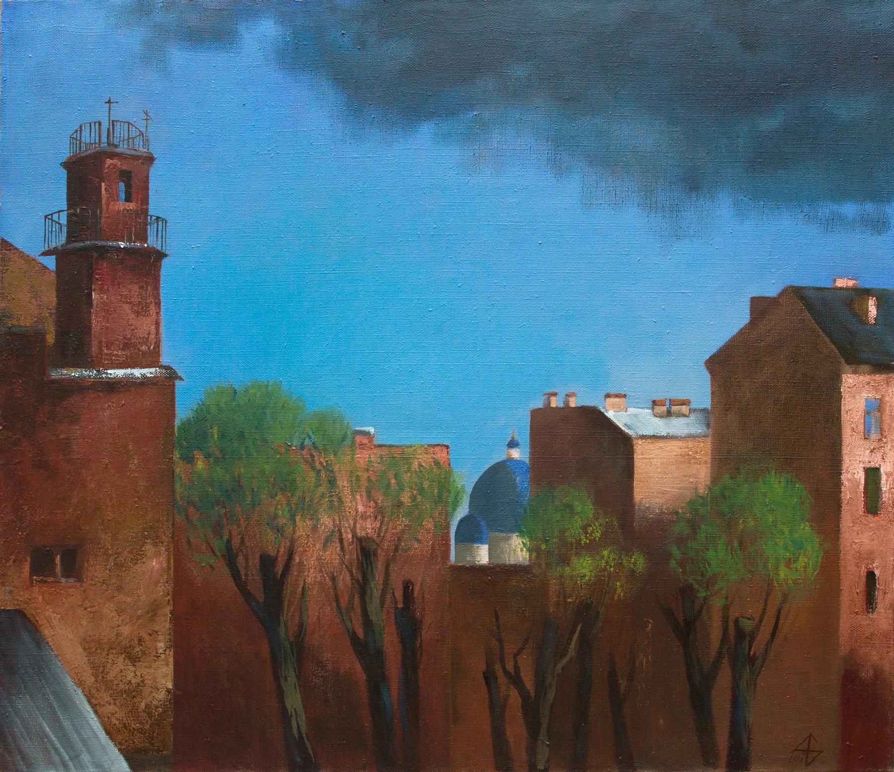 Spring in Saint-Petersburg. Original modern art painting