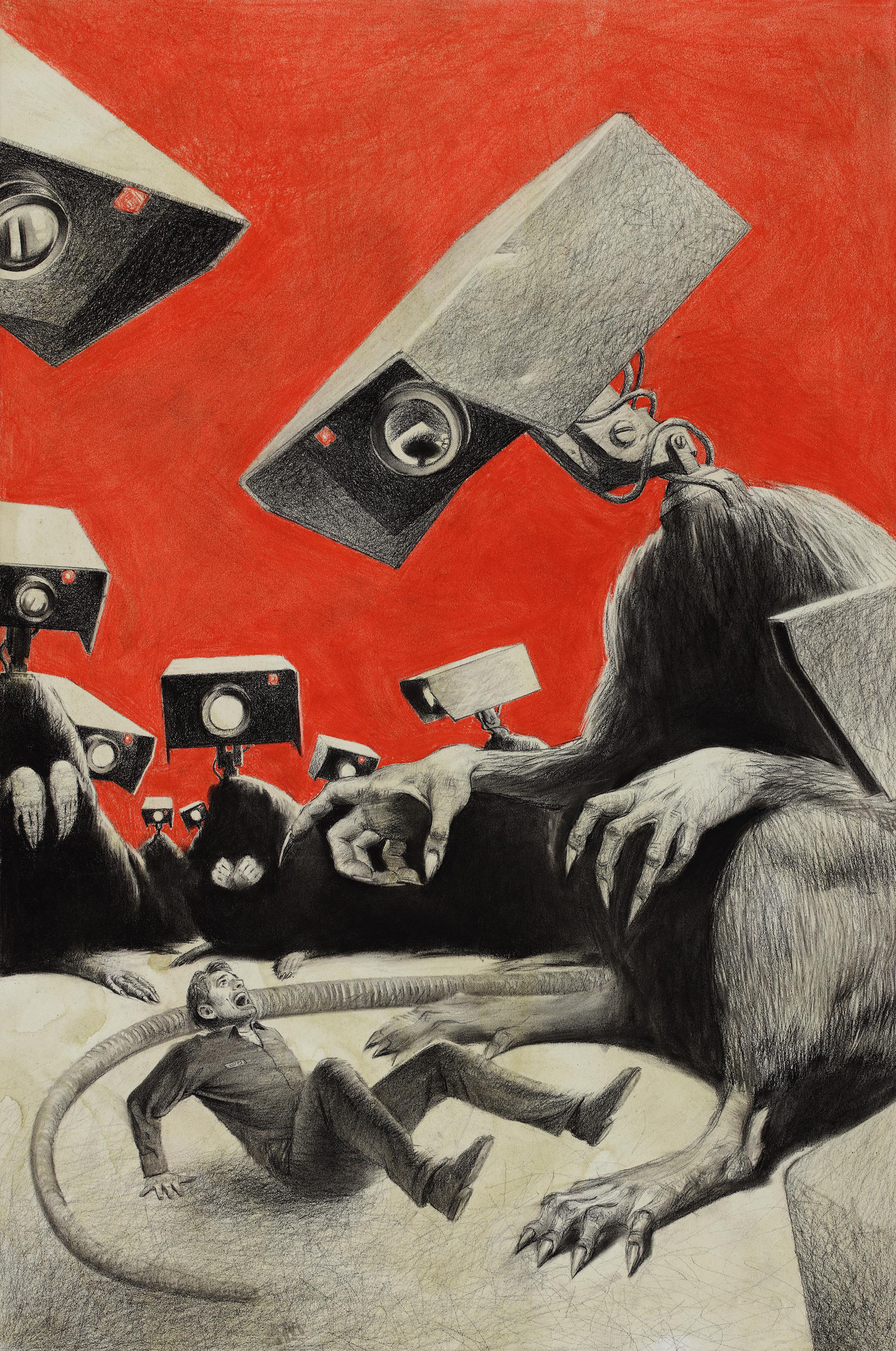 Иллюстрация к роману-антиутопии Джорджа Оруэлл "1984". лист №3. Original modern art painting