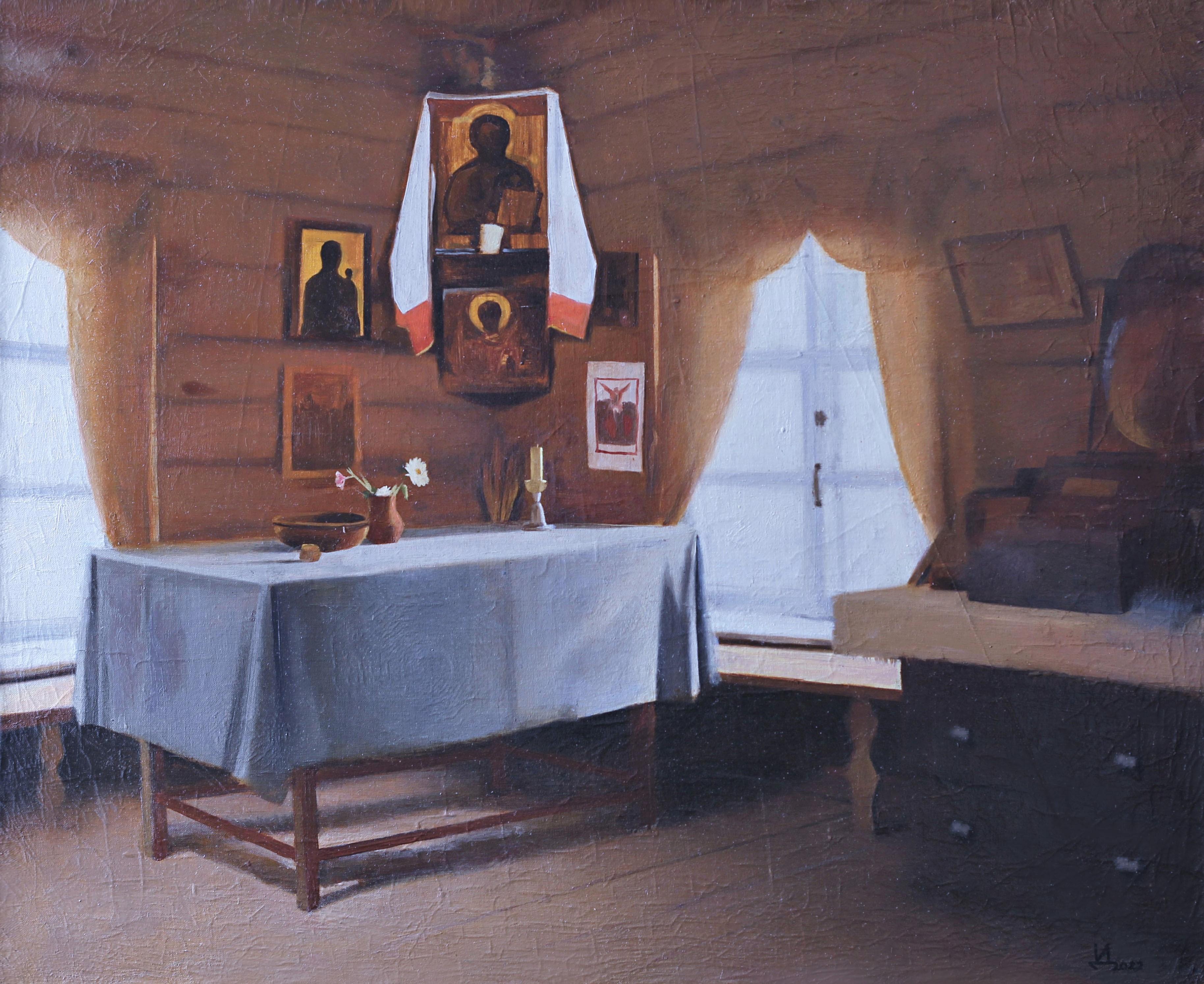 Lord, Jesus Christ, Son of God, have mercy on me a sinner (Red corner). Original modern art painting