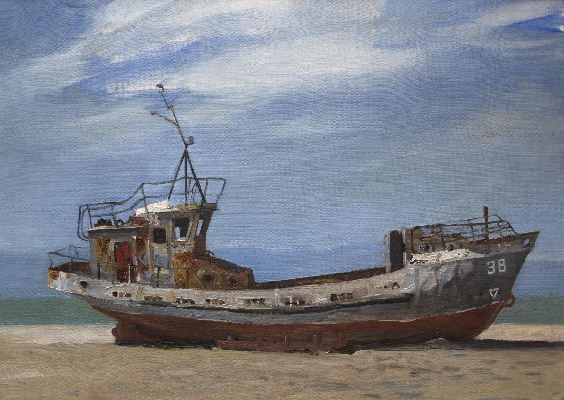 旧船. Original modern art painting