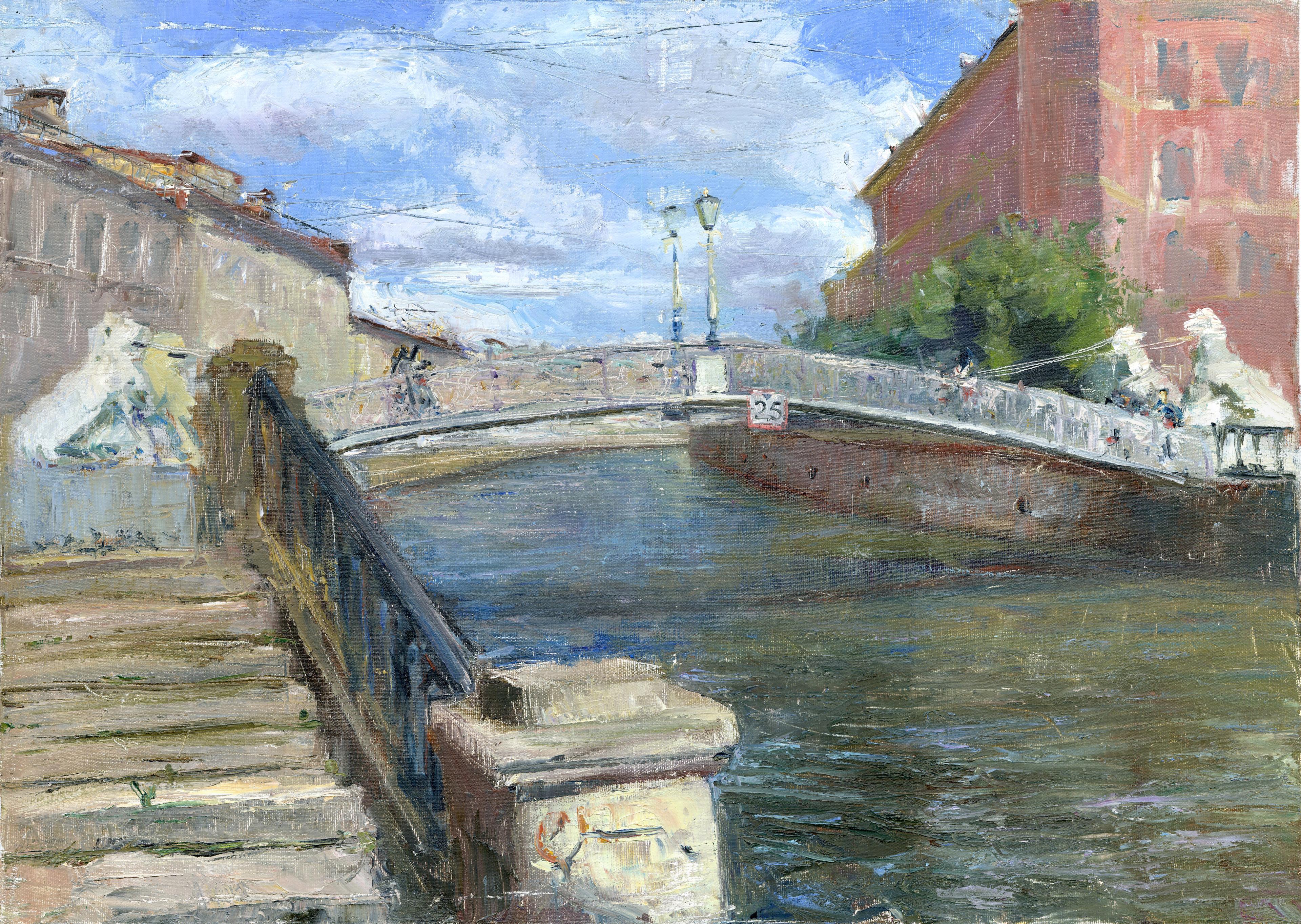 Львиный мост. Original modern art painting