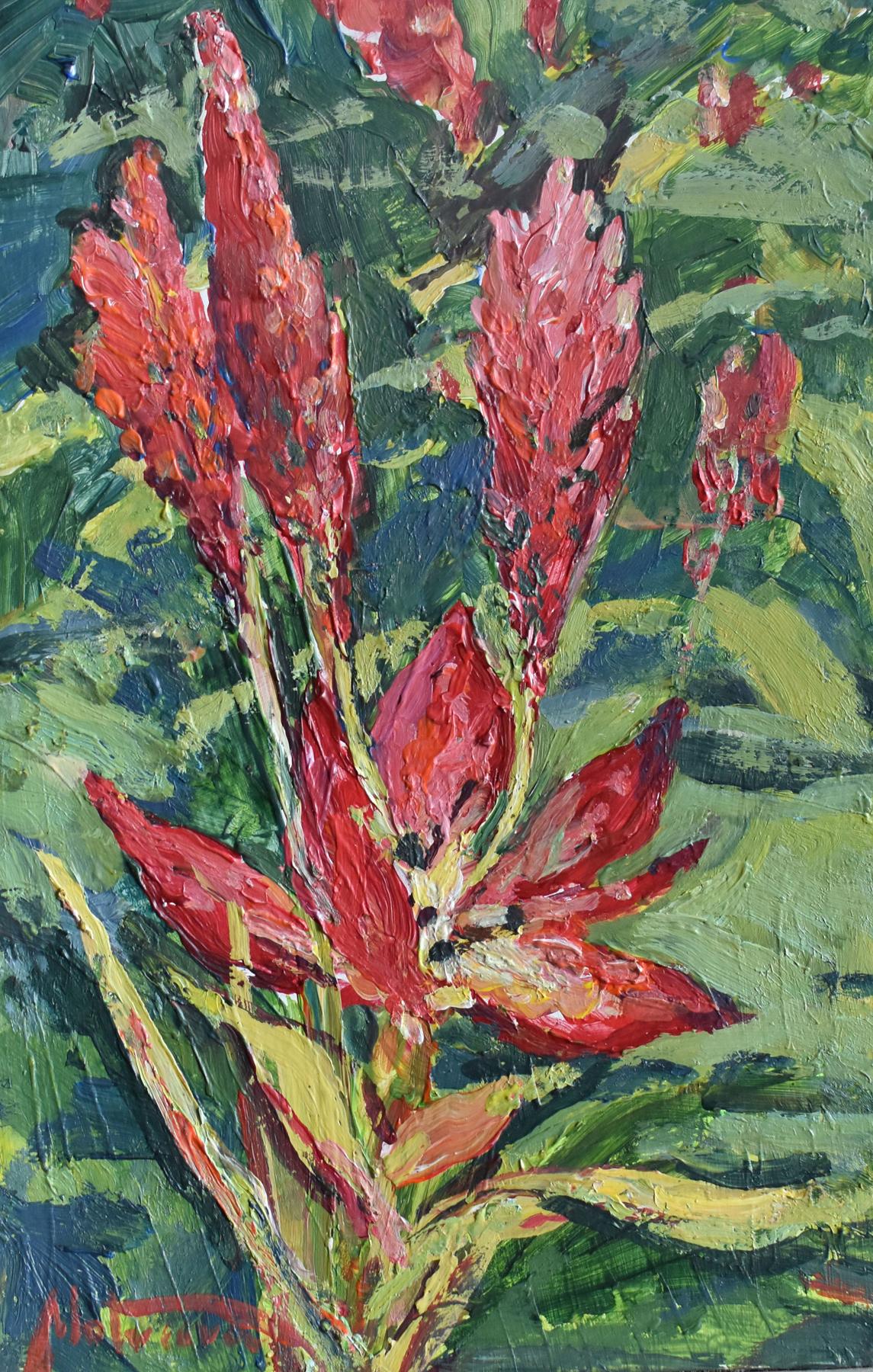 Tropical flower. Original modern art painting