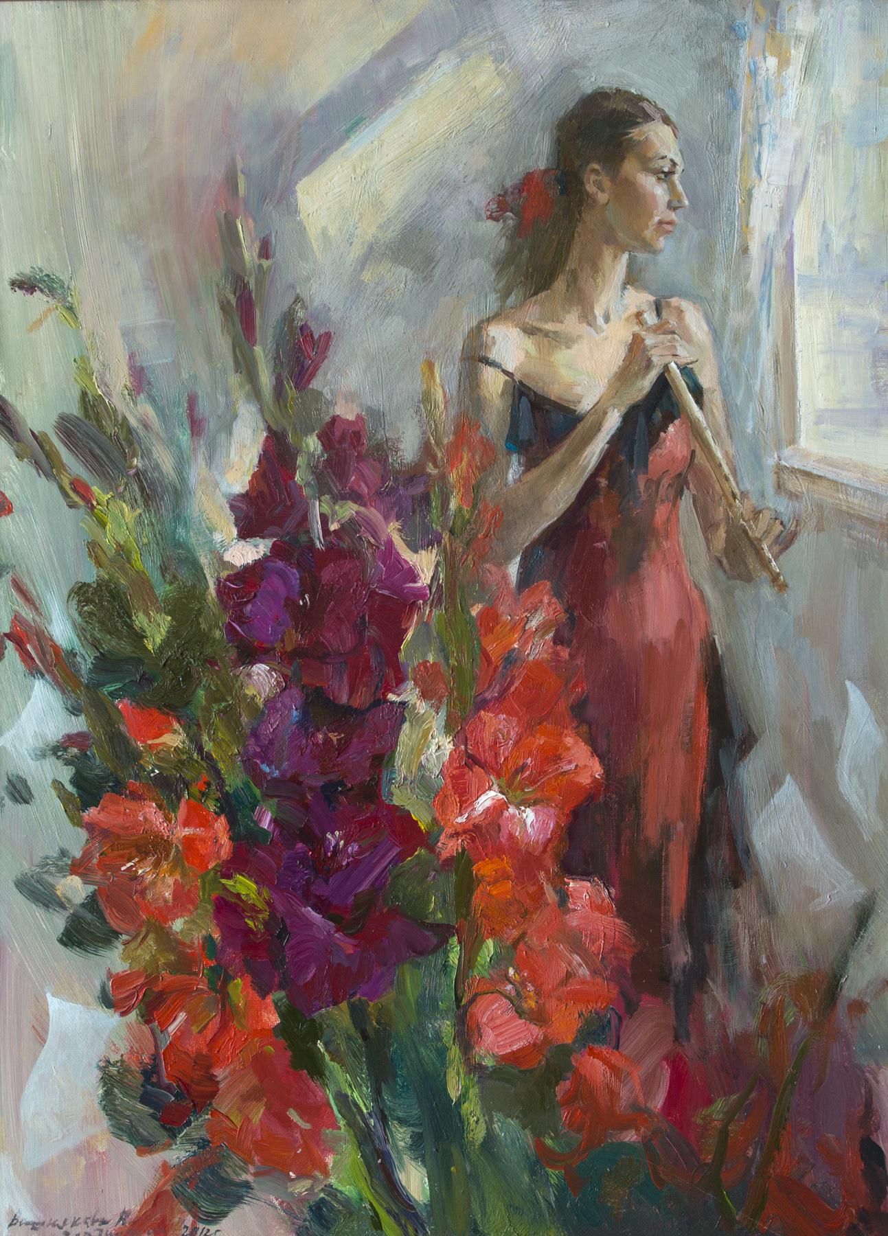 Gladioluses. Original modern art painting