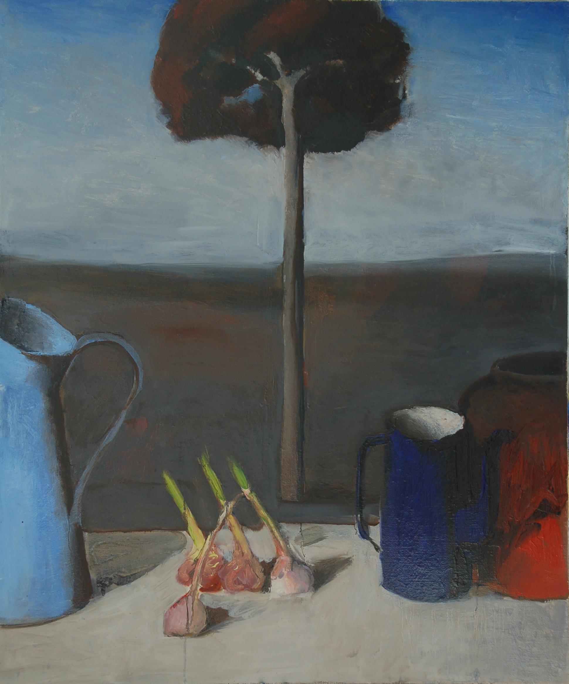 Still life with jugs. Original modern art painting