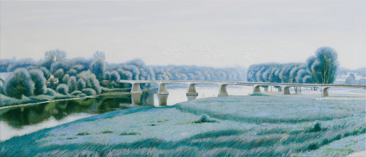 The Old Bridge in Balashov. Original modern art painting