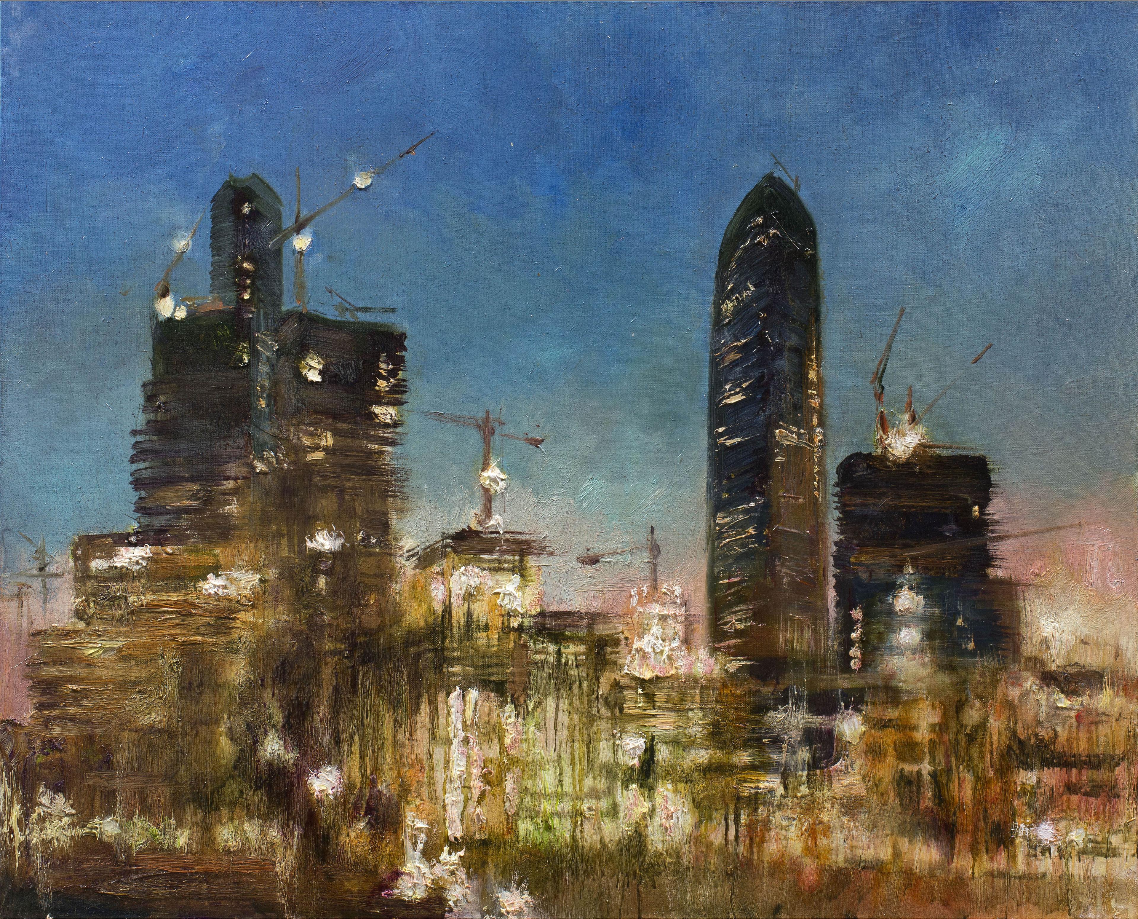 Moscow city. Original modern art painting