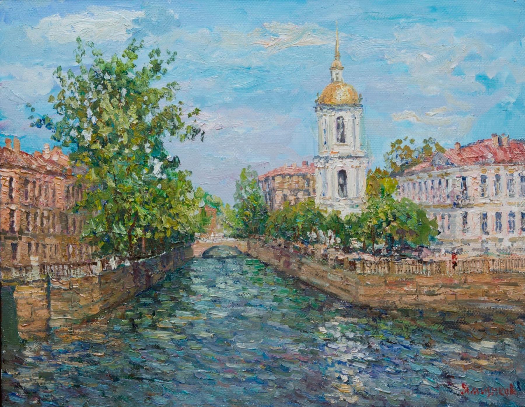 Nikolsky bell tower. Original modern art painting