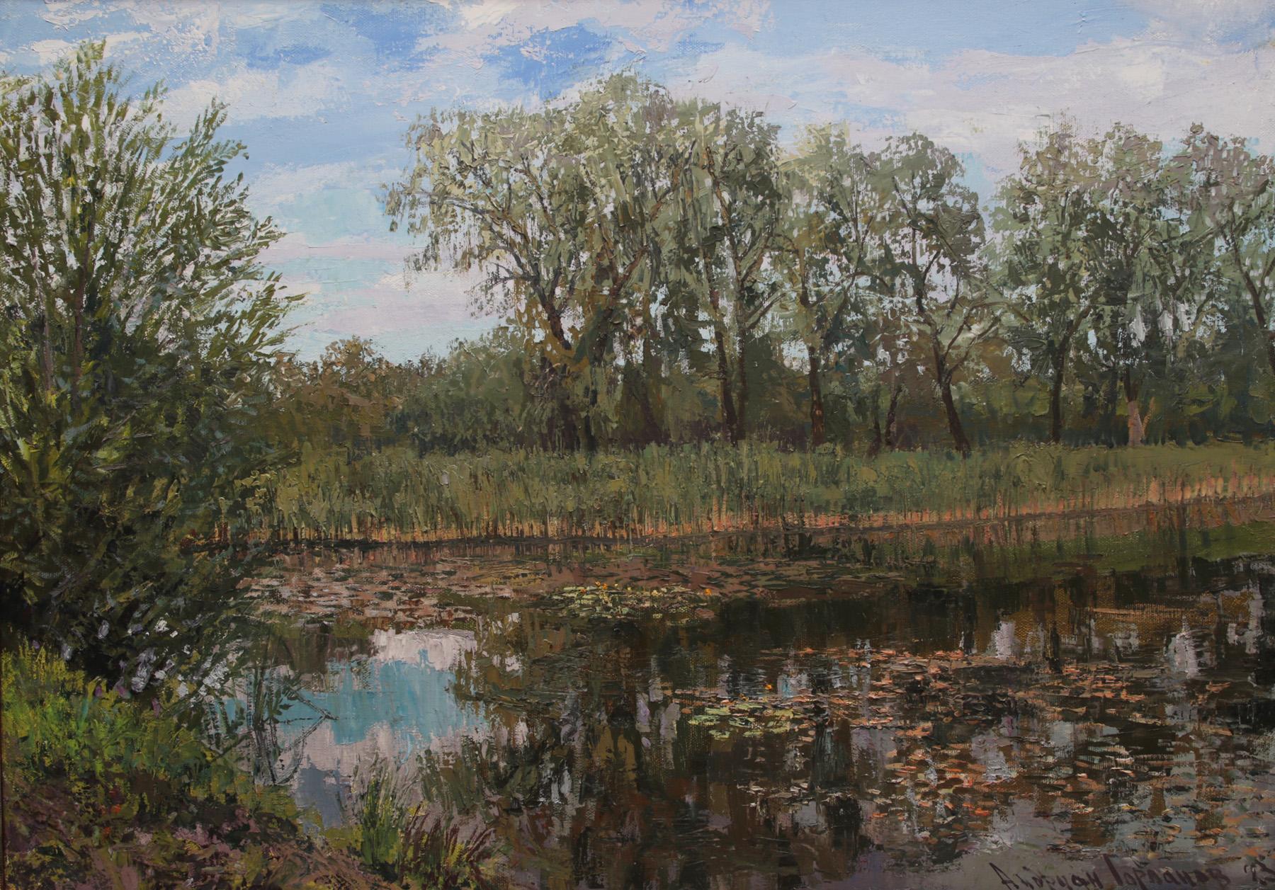 A pond. Original modern art painting