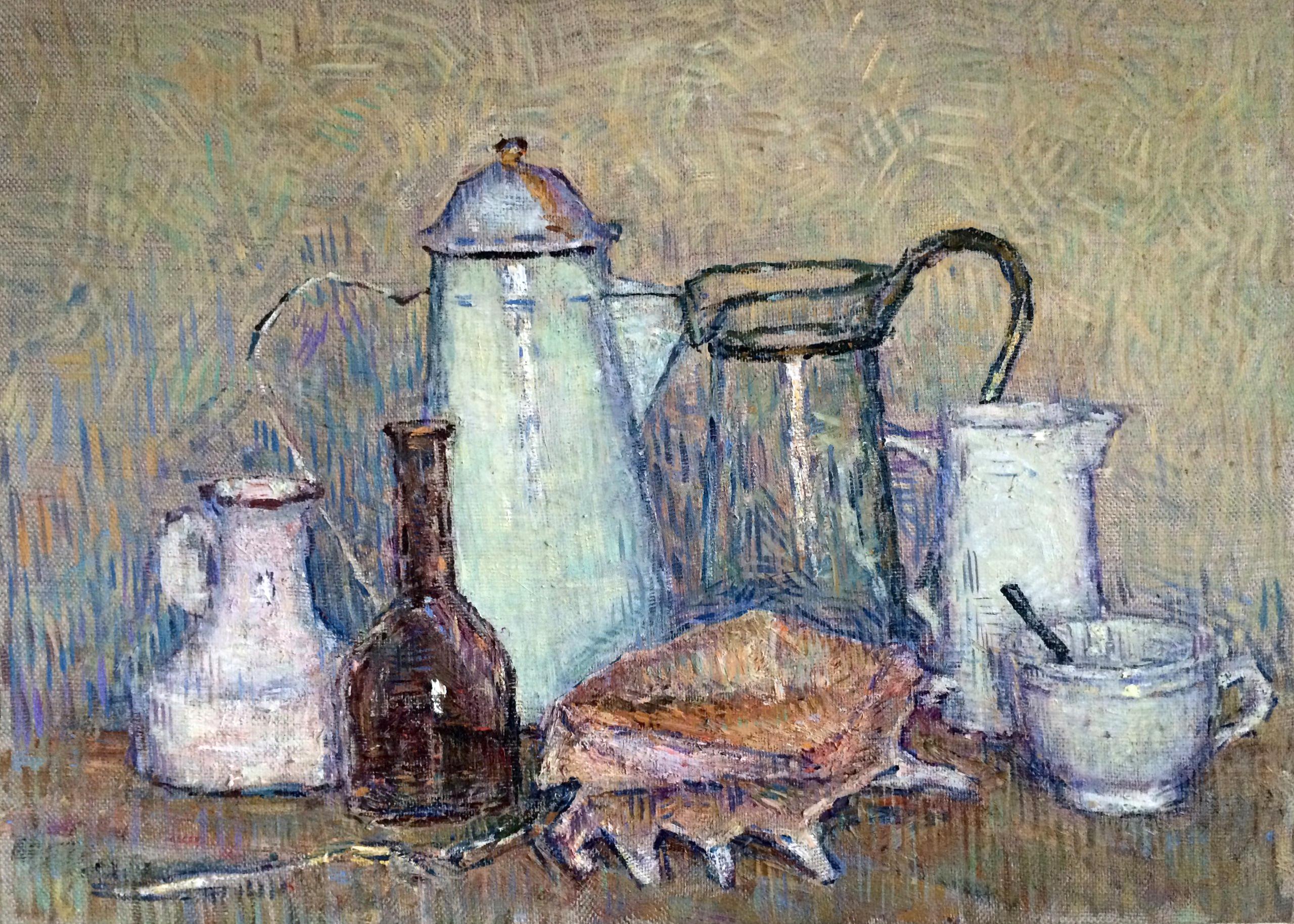 Still life with a shell. Original modern art painting