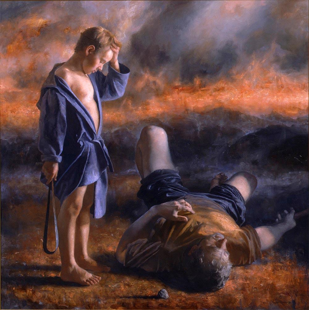 Давид и Голиаф. Original modern art painting