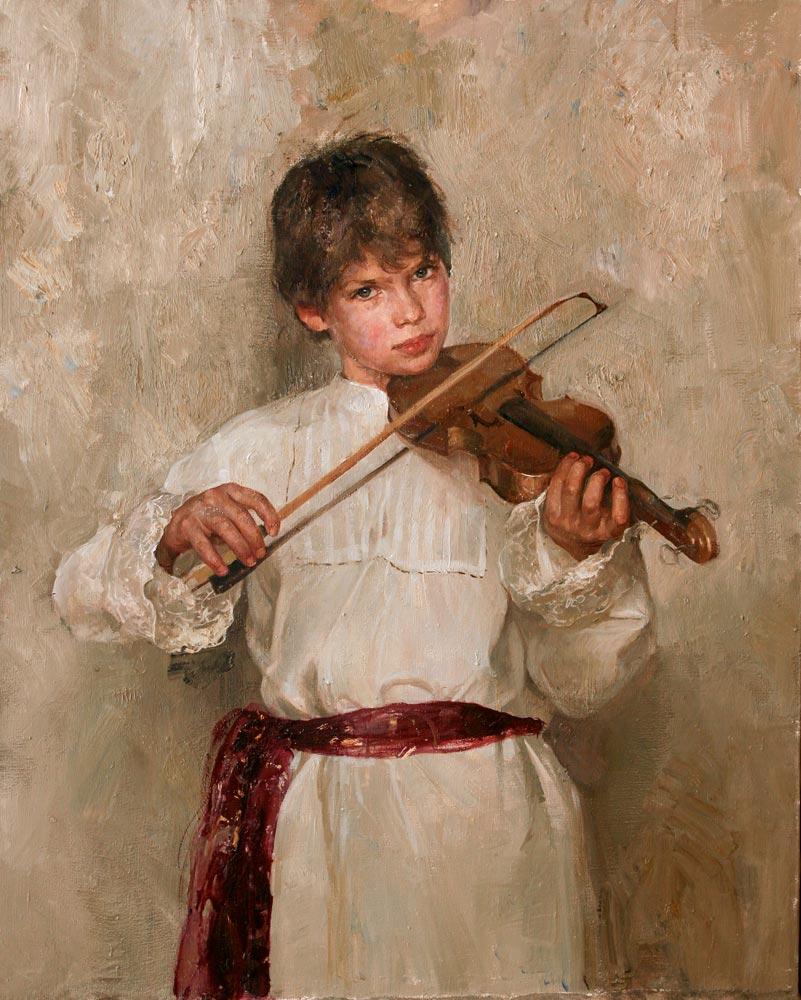 Violinist. Original modern art painting