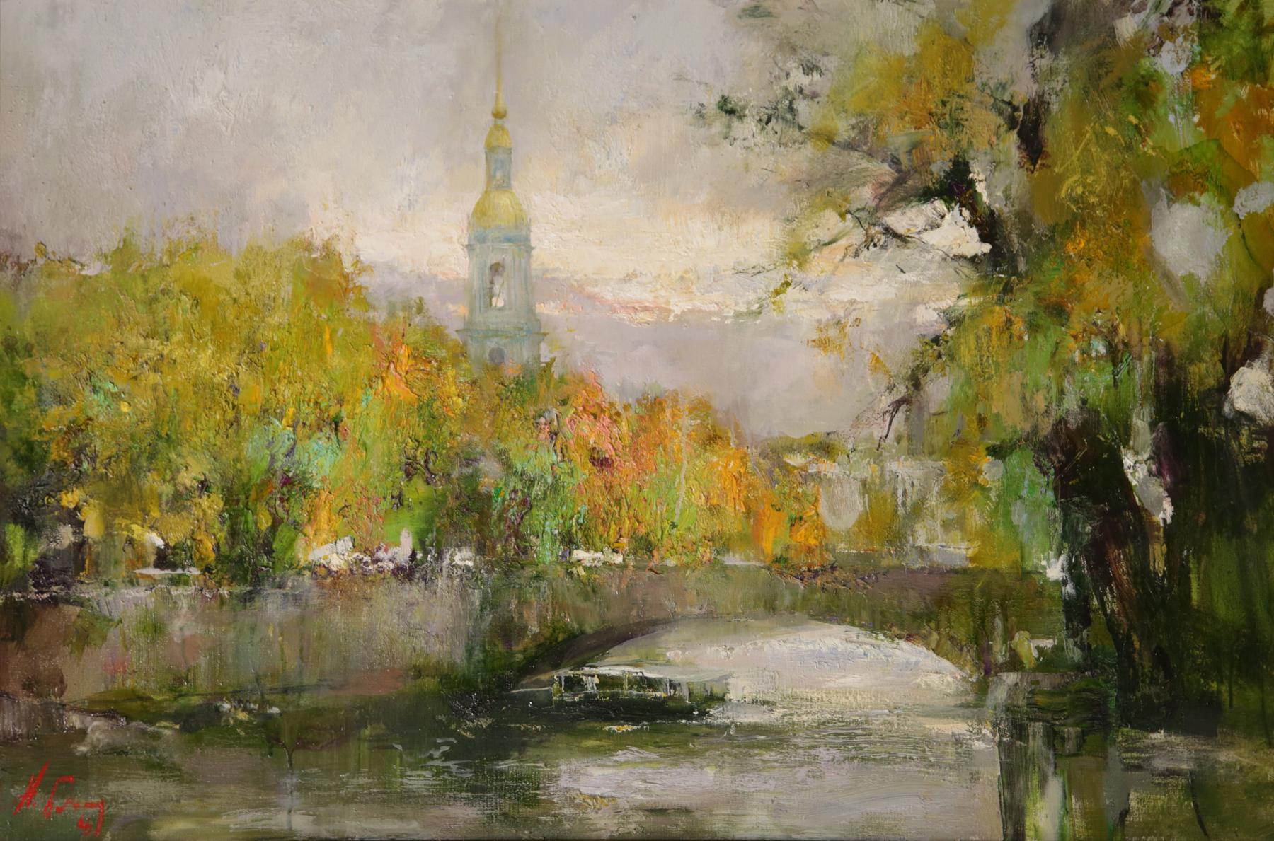 Krukov canal. Autumn. Original modern art painting
