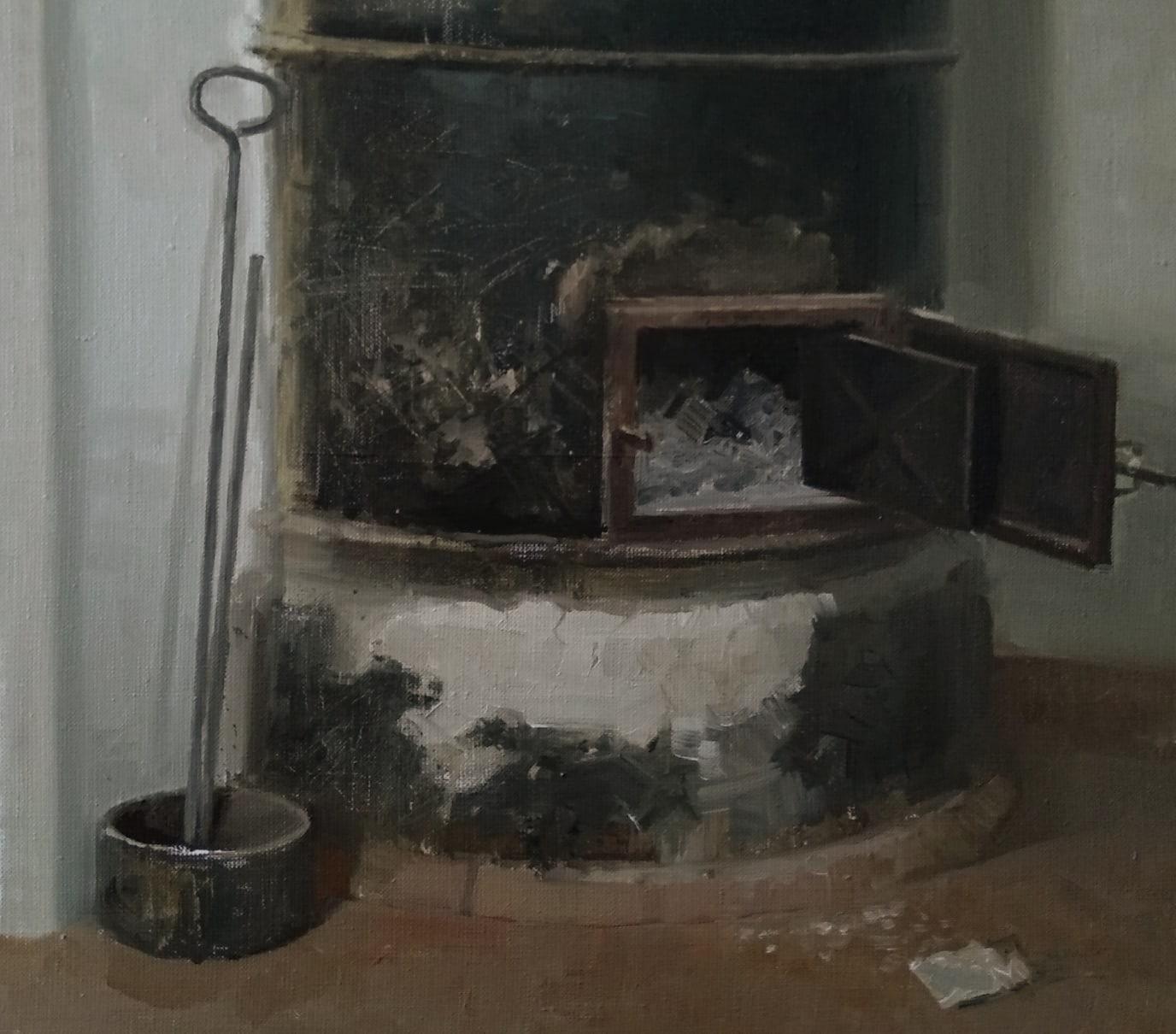 Extinguished hearth. Original modern art painting