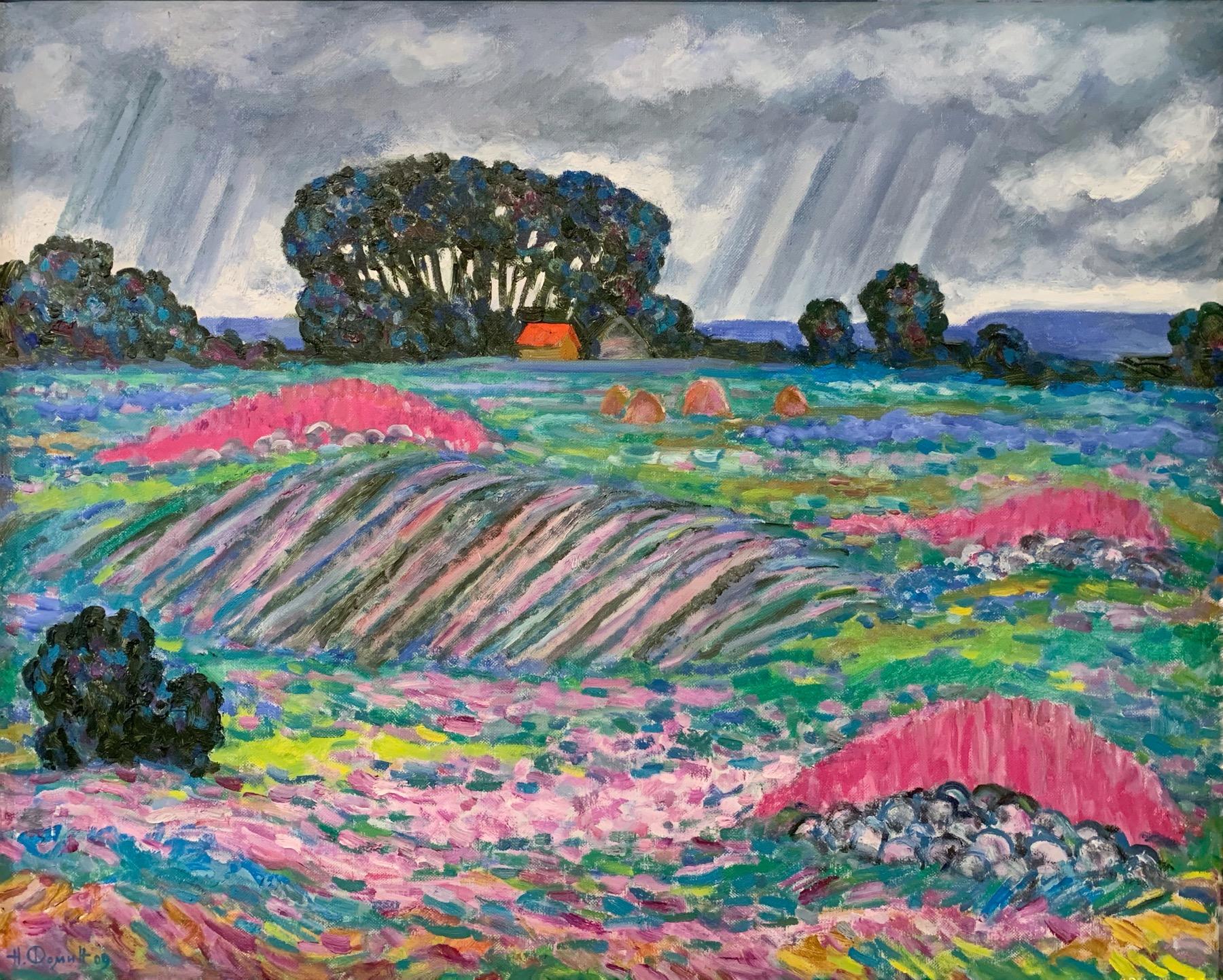 Flowering fields. Original modern art painting