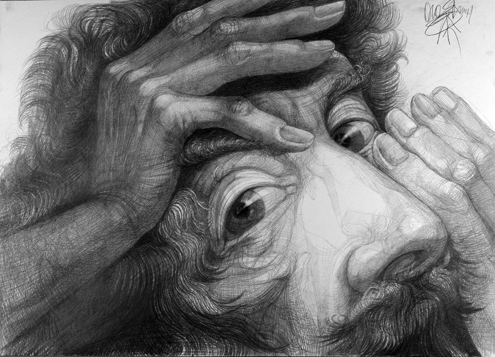 Head-Hands II. Original modern art painting