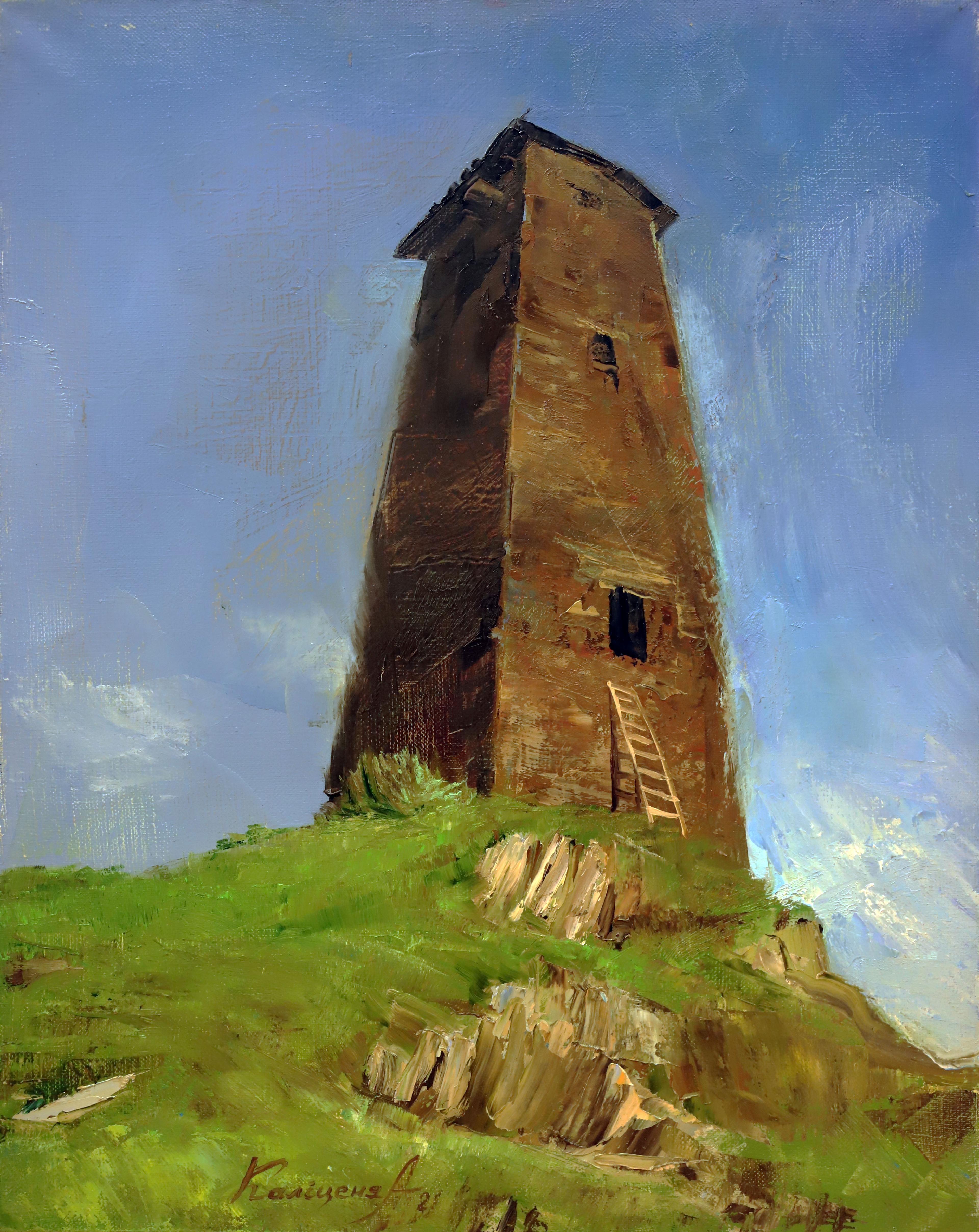 Svan tower. 2021. Original modern art painting