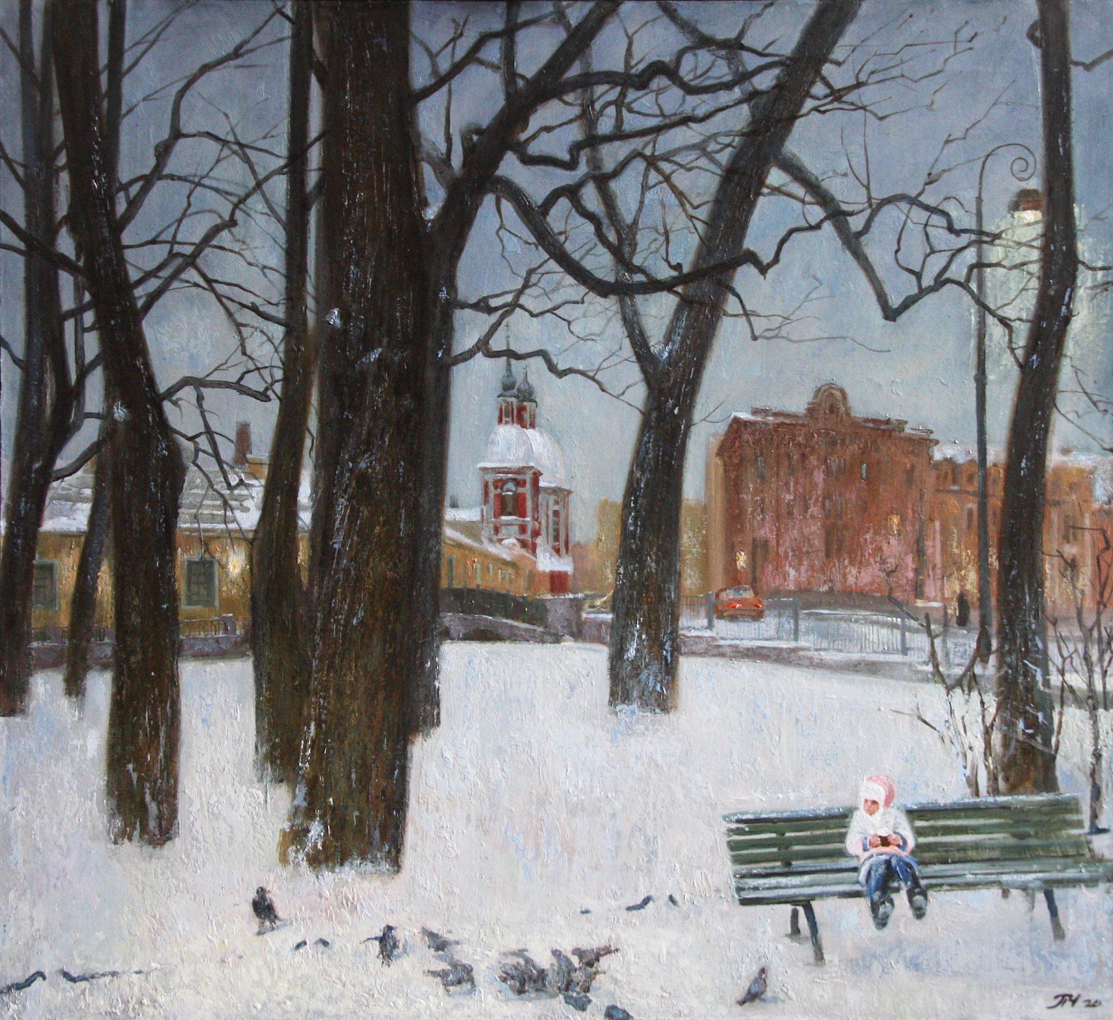 Winter. Original modern art painting