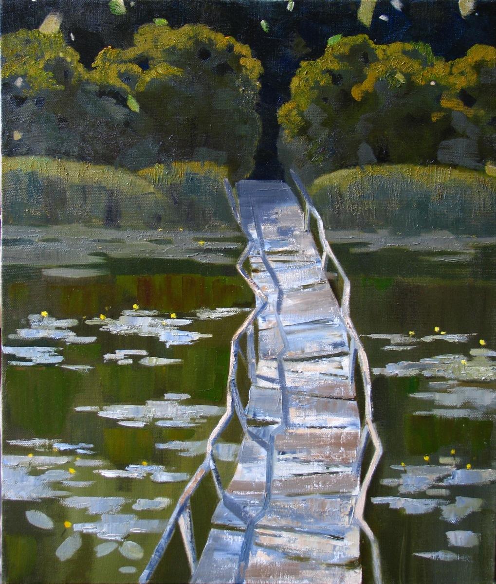 small bridge. Original modern art painting
