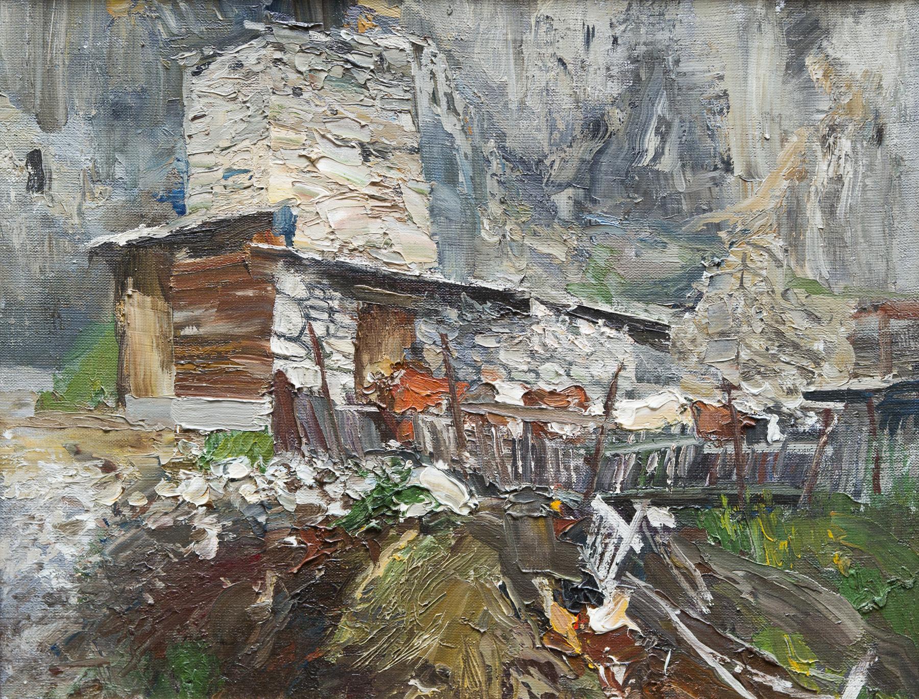 Cowshed in Dzivgishe. Original modern art painting