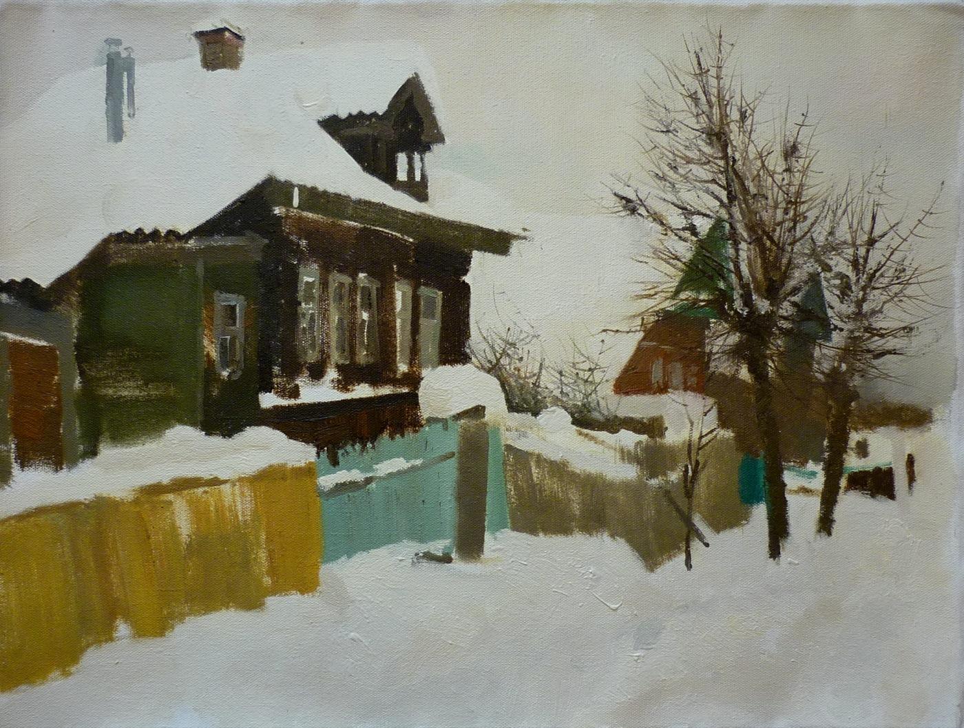 Черный дом. Original modern art painting