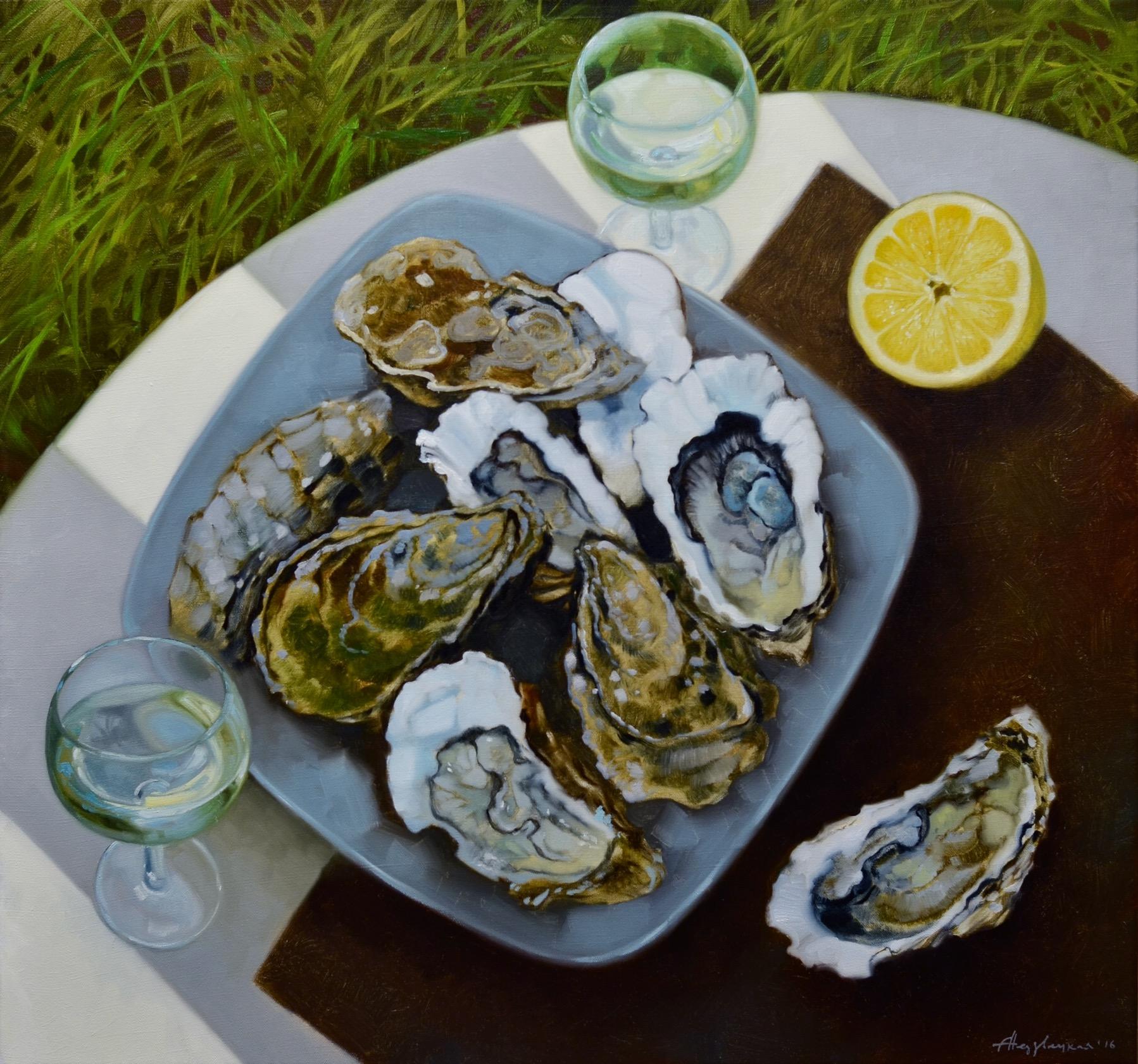 Oysters in the afternoon. Original modern art painting