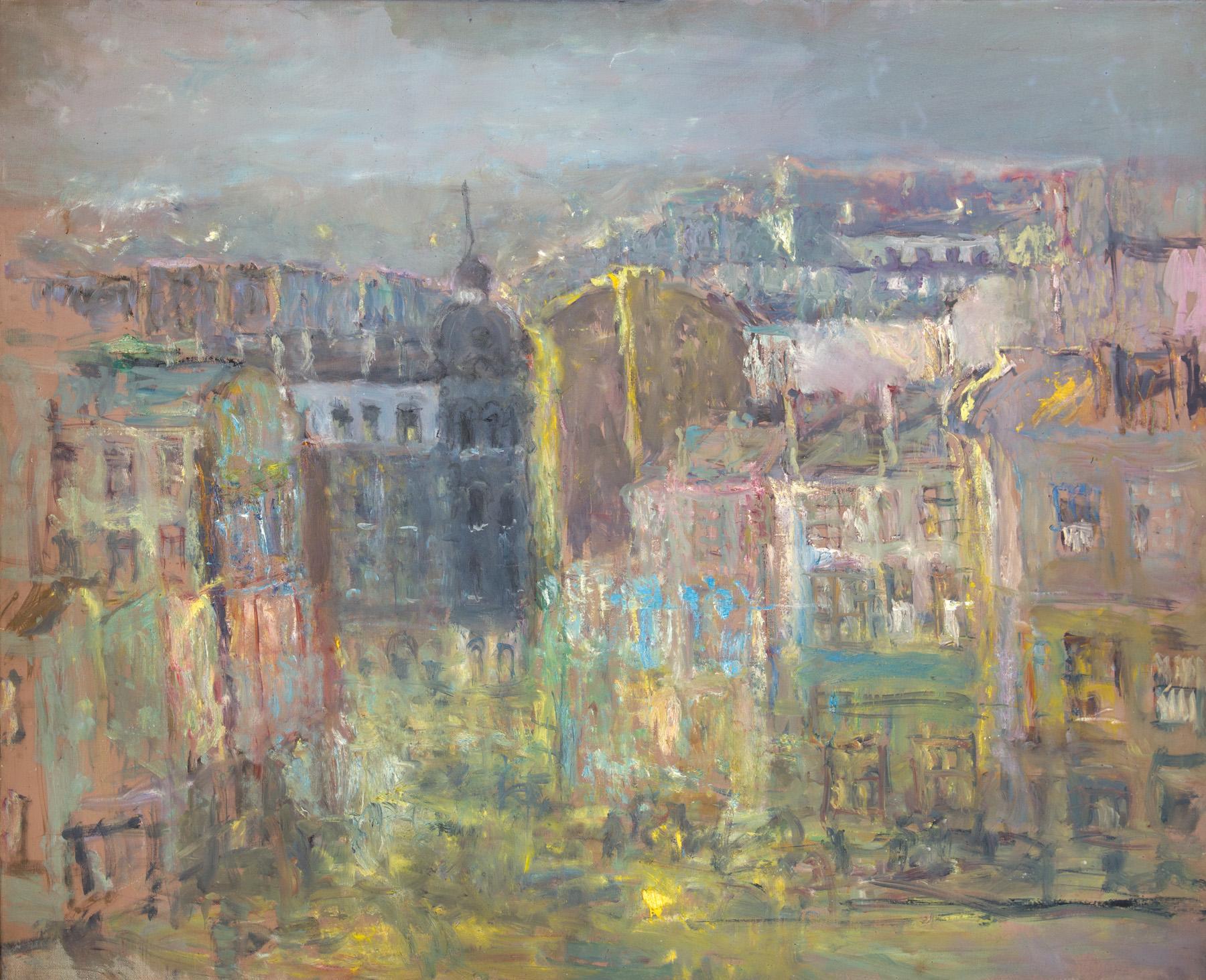 A city. Original modern art painting