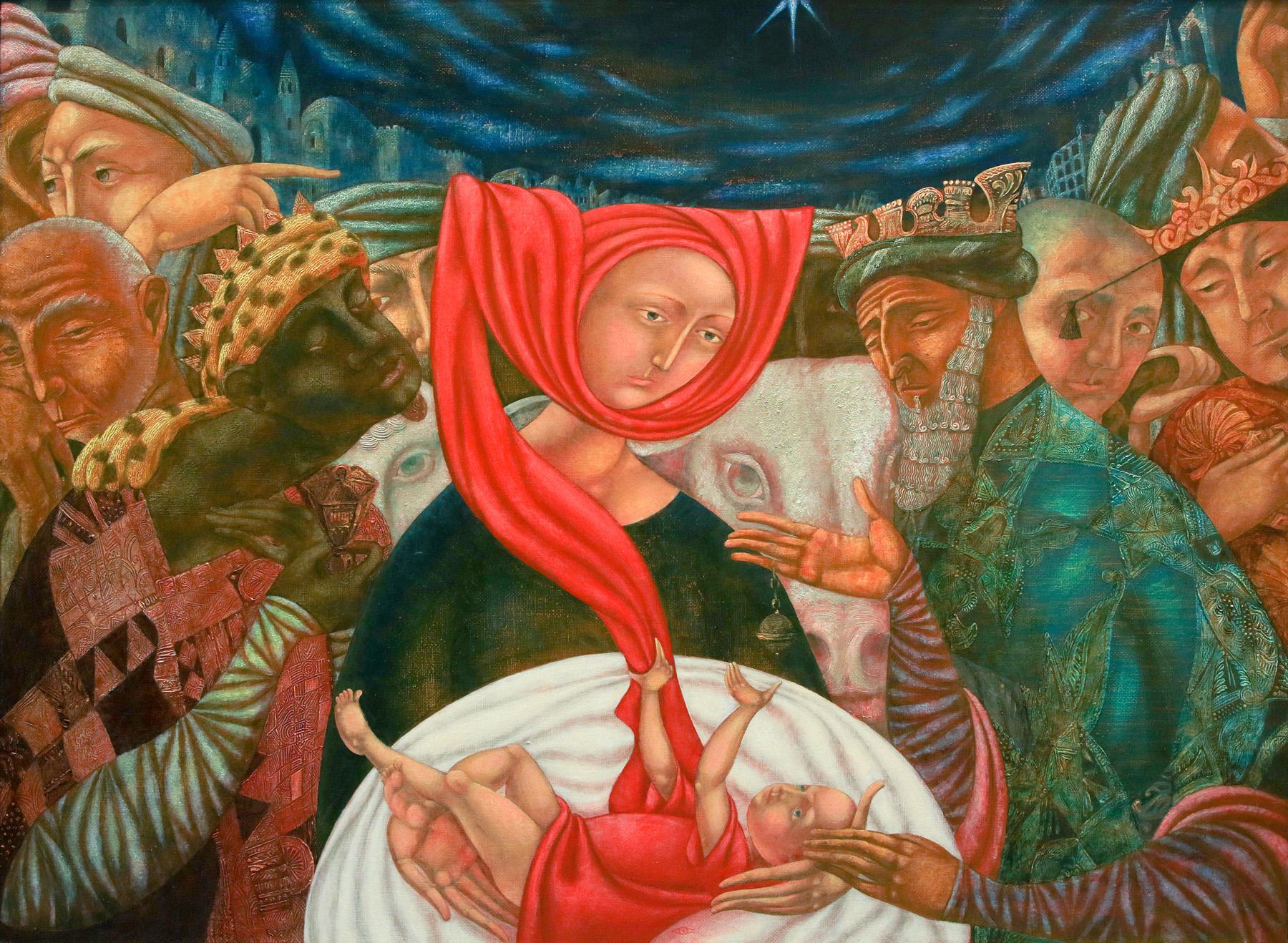 поклонение волхвам. Original modern art painting