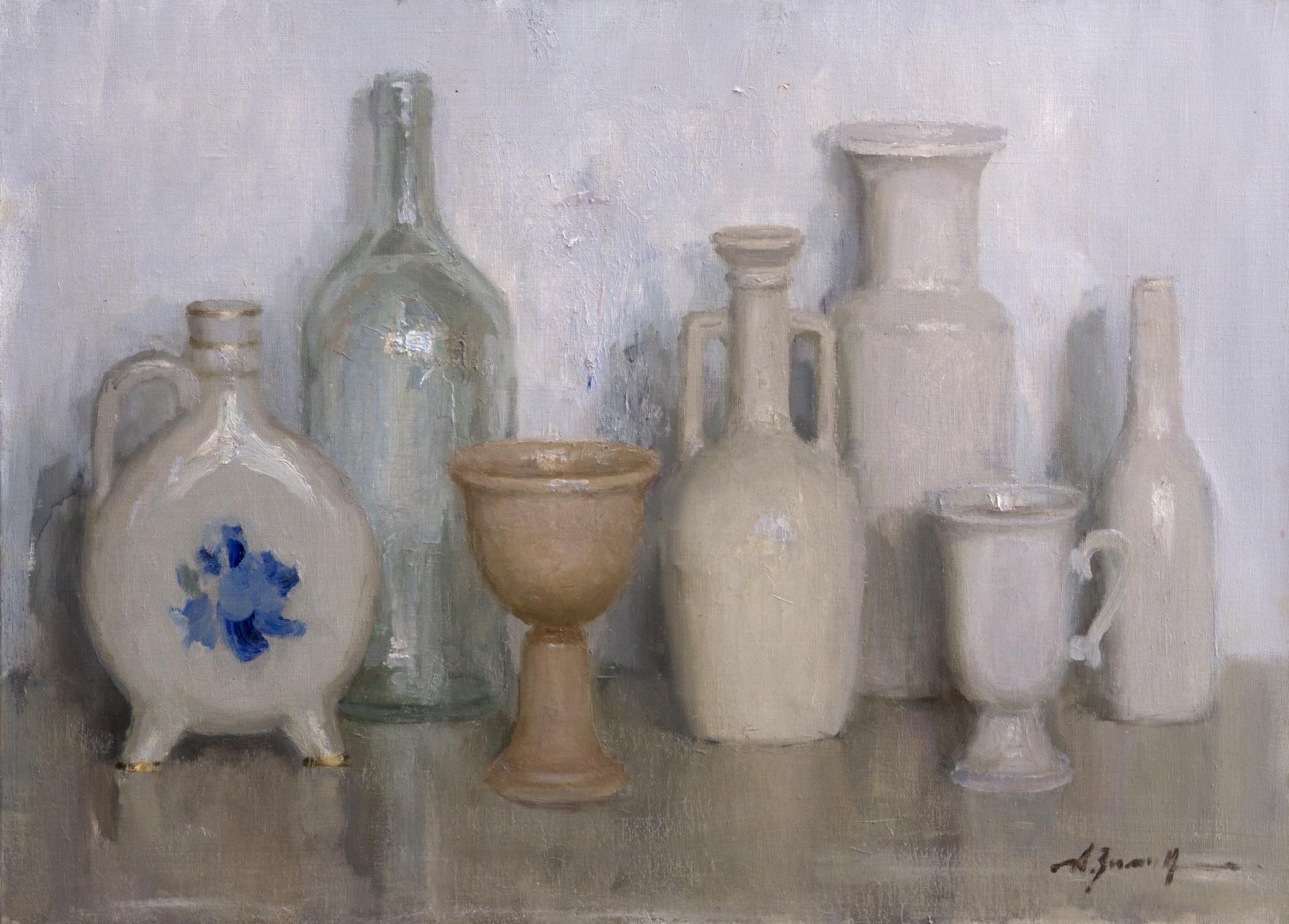 White vessels. Original modern art painting