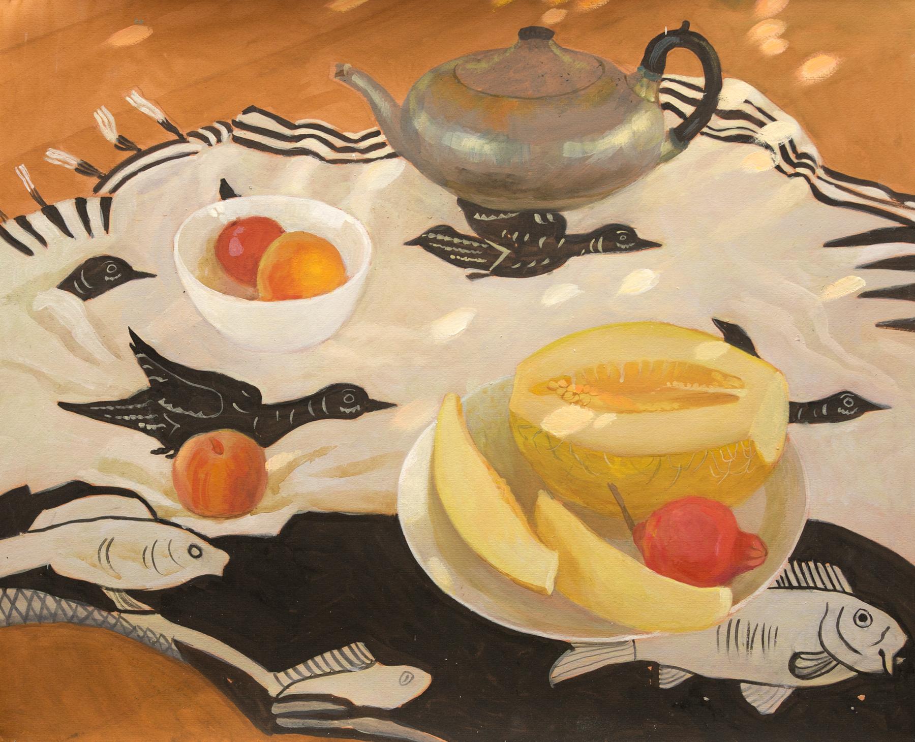 Still life with fruits. Original modern art painting