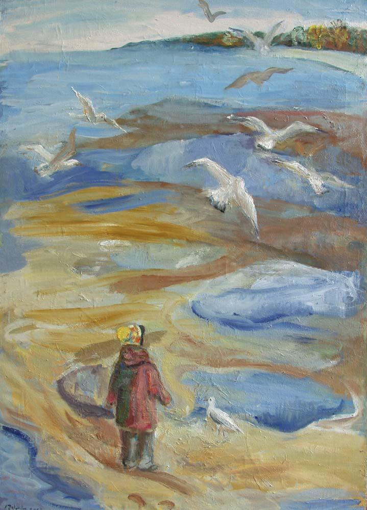 The birds flew away. Original modern art painting