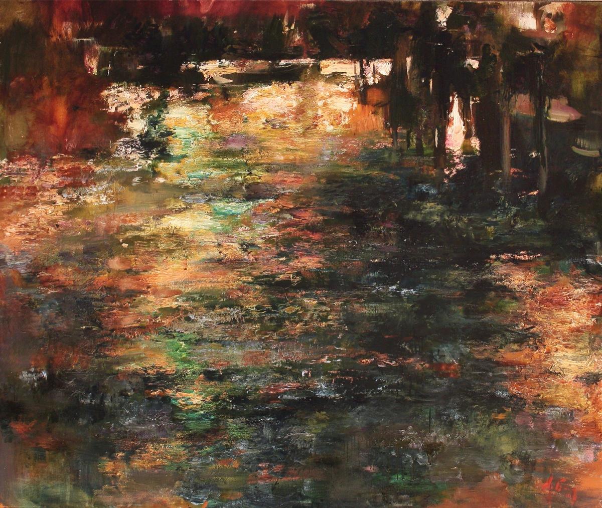 反射. 三联"威尼斯". Original modern art painting